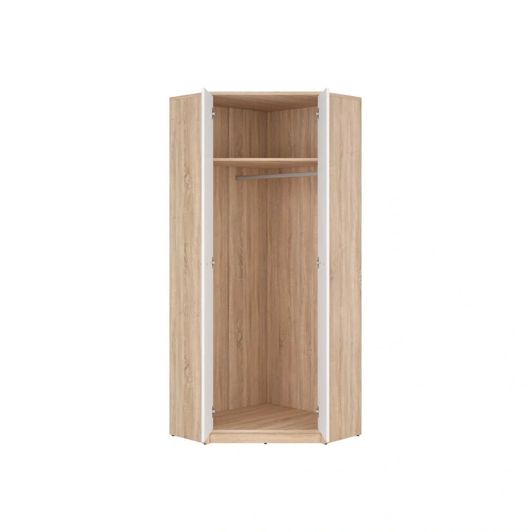 Dulap NEPO PLUS, alb/stejar sonoma, PAL laminat, cu 2 usi, 80x80x197 cm