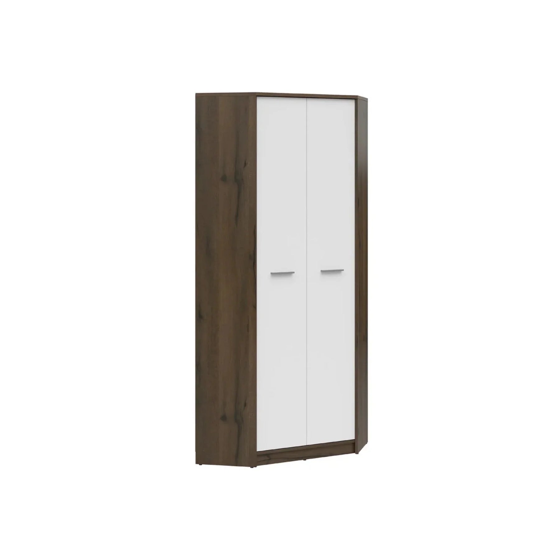 Dulap NEPO PLUS, alb/stejar nobil, PAL laminat, cu 2 usi, 80x80x197 cm