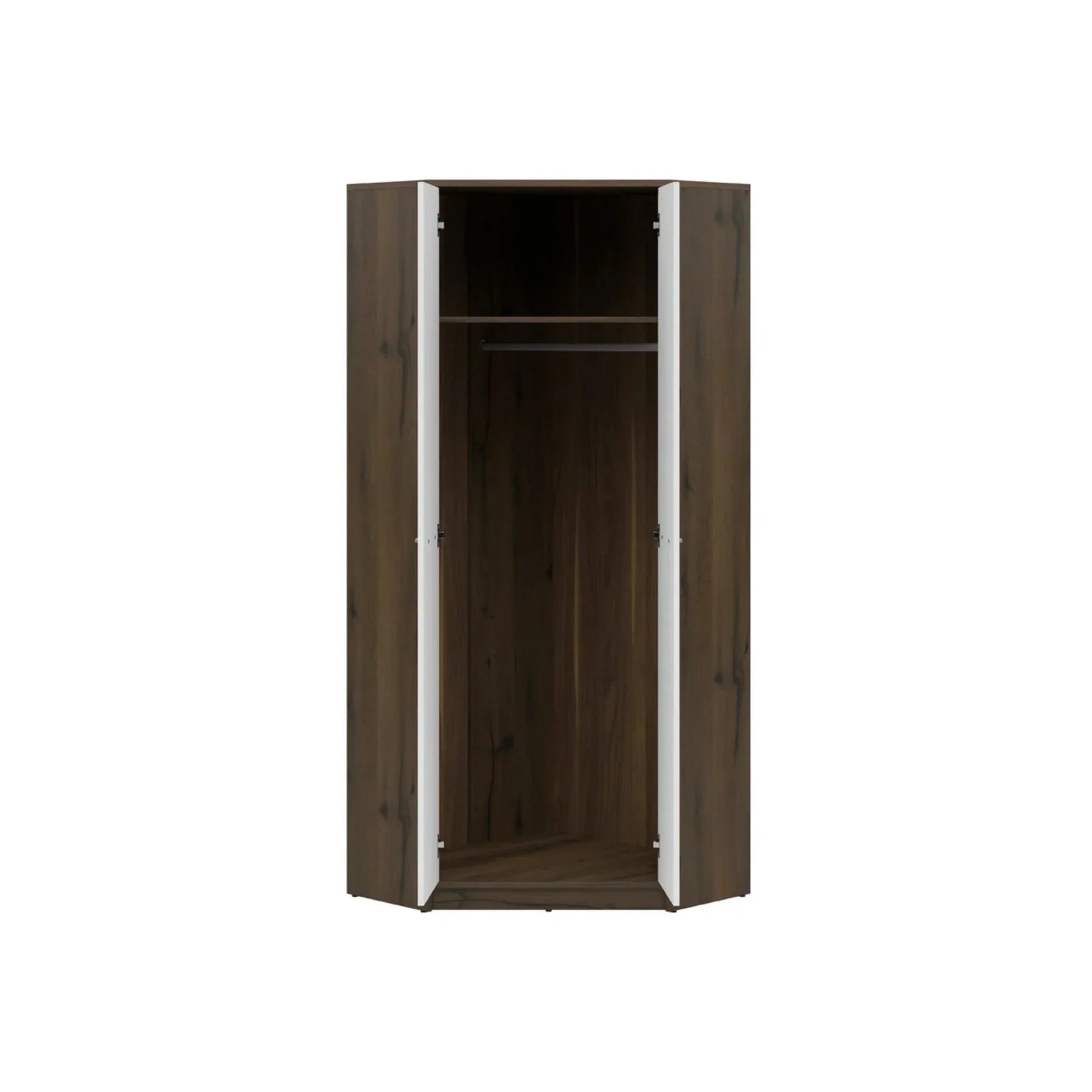 Dulap NEPO PLUS, alb/stejar nobil, PAL laminat, cu 2 usi, 80x80x197 cm