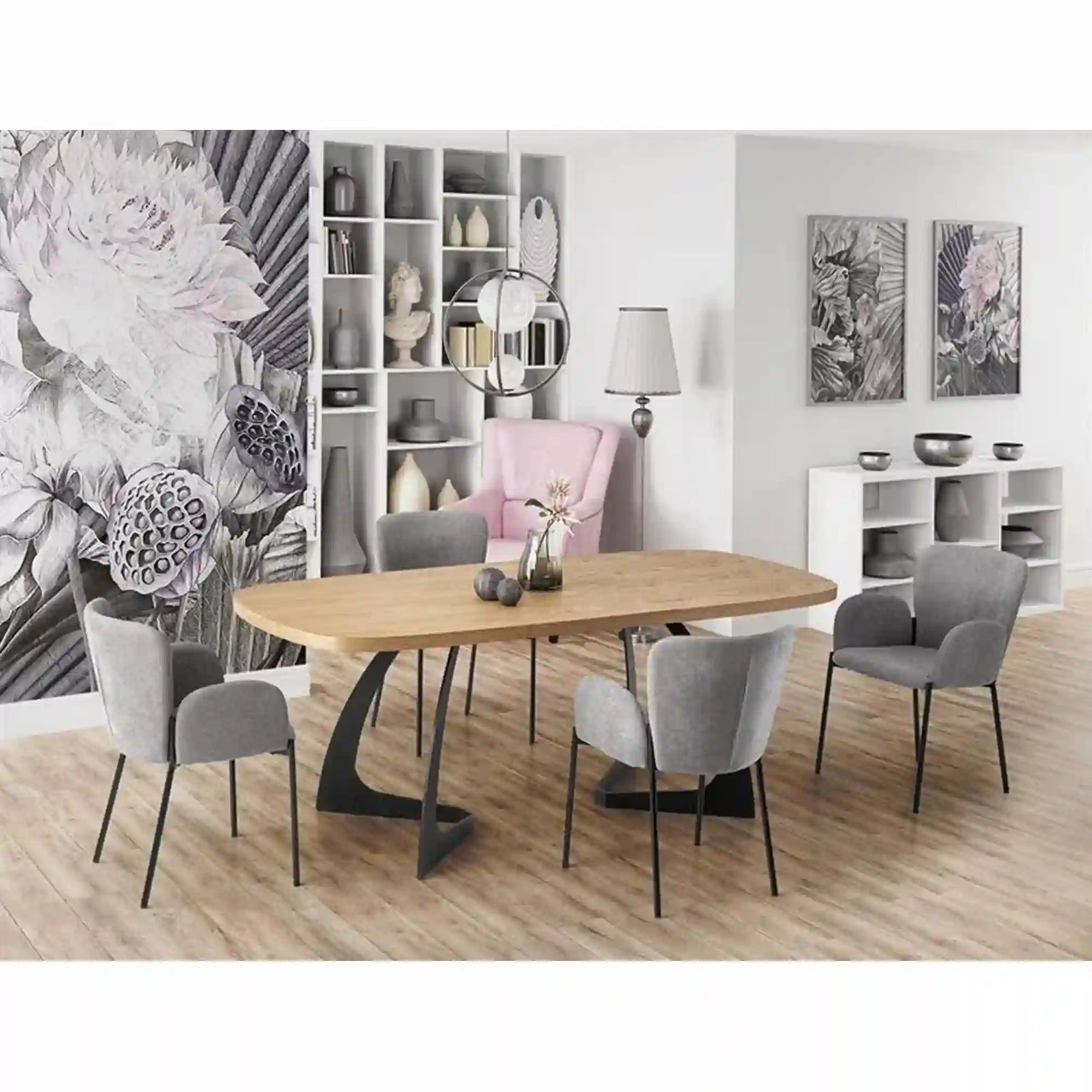 Masa extensibila VELDON, stejar/negru, 160/220x90x75 cm