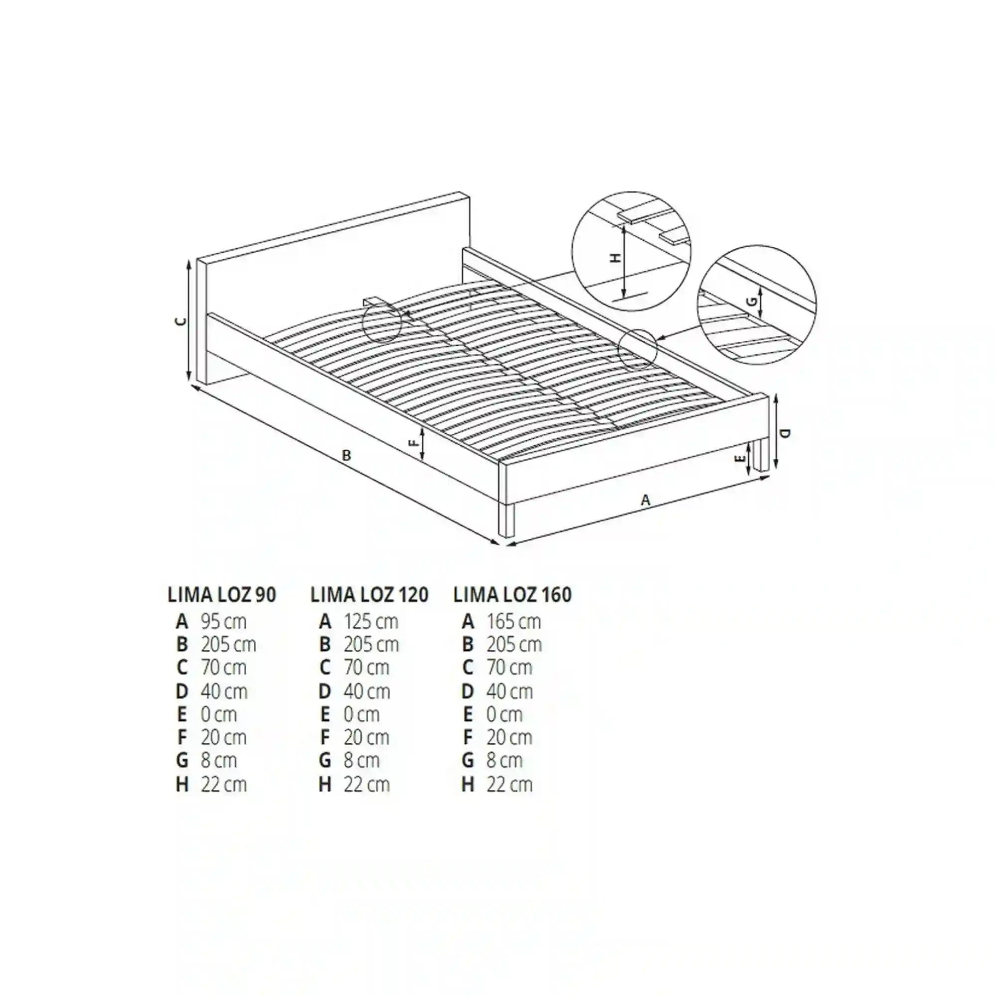 Cadru pat 120x200 HOUSTON OCN-36880, stejar sonoma