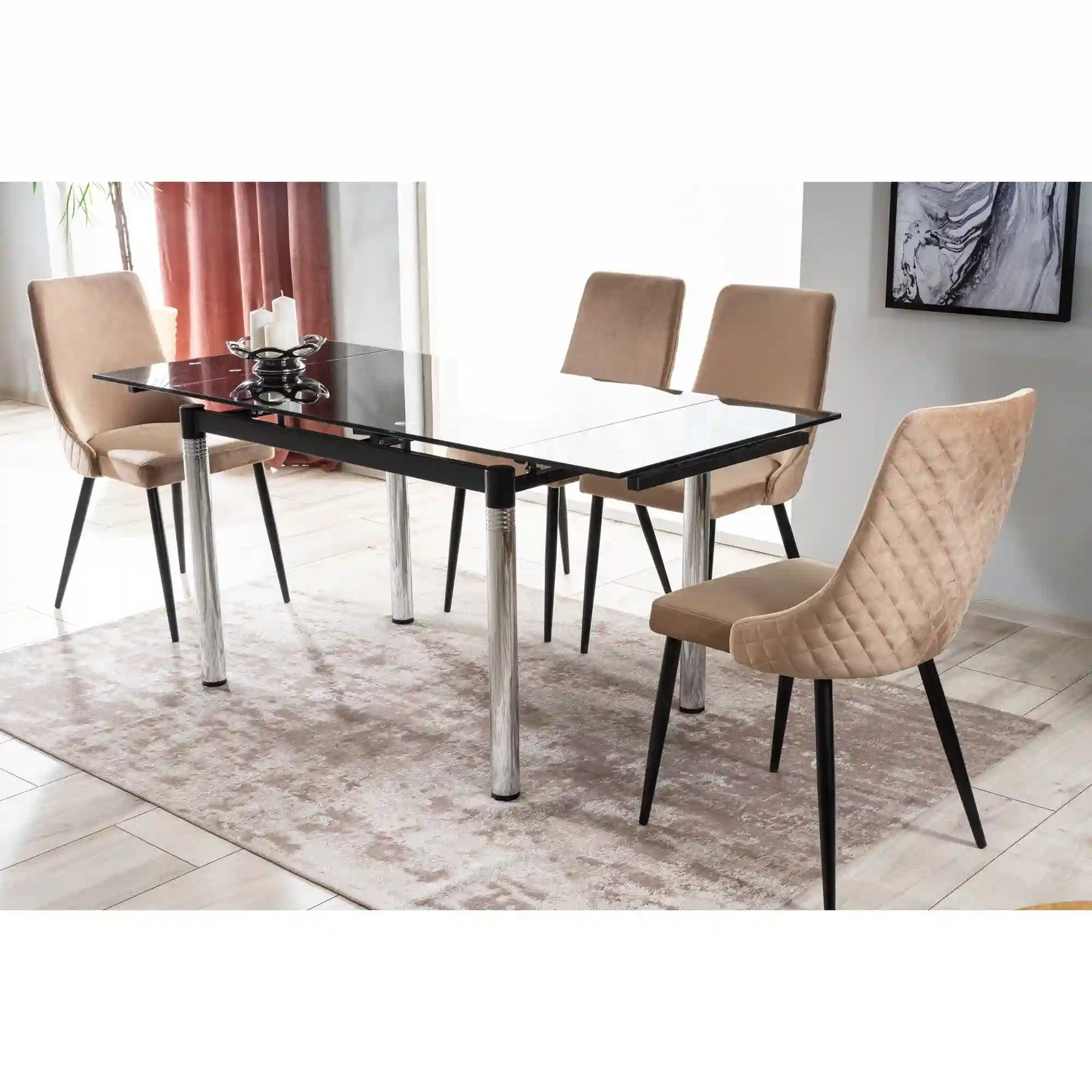 Scaun tapitat PIANO B, bej, 44x45x92