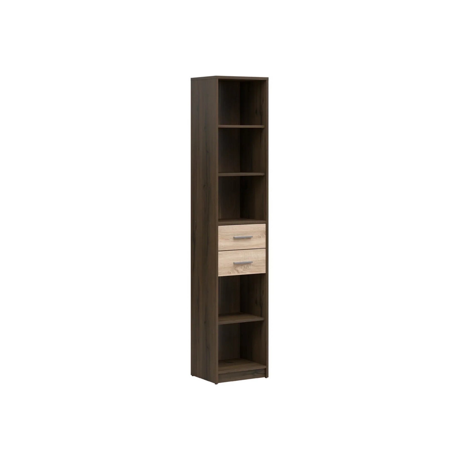 Biblioteca NEPO PLUS, stejar inchis/stejar sonoma, PAL laminat, 40x34x197 cm