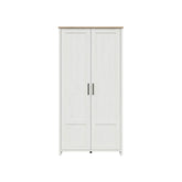 Dulap LOKSA, alb/stejar, PAL laminat, cu 2 usi, 102x57x201 cm