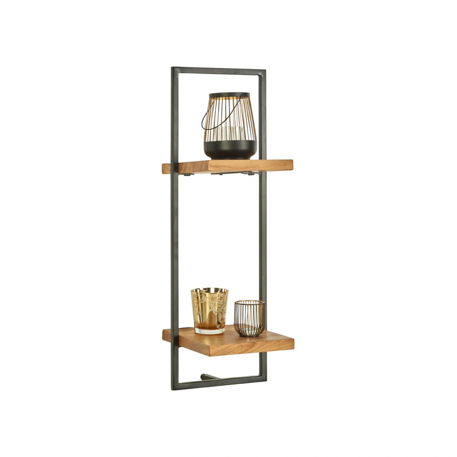Raft VALO, stejar/negru, lemn/metal, 25x25x75 cm