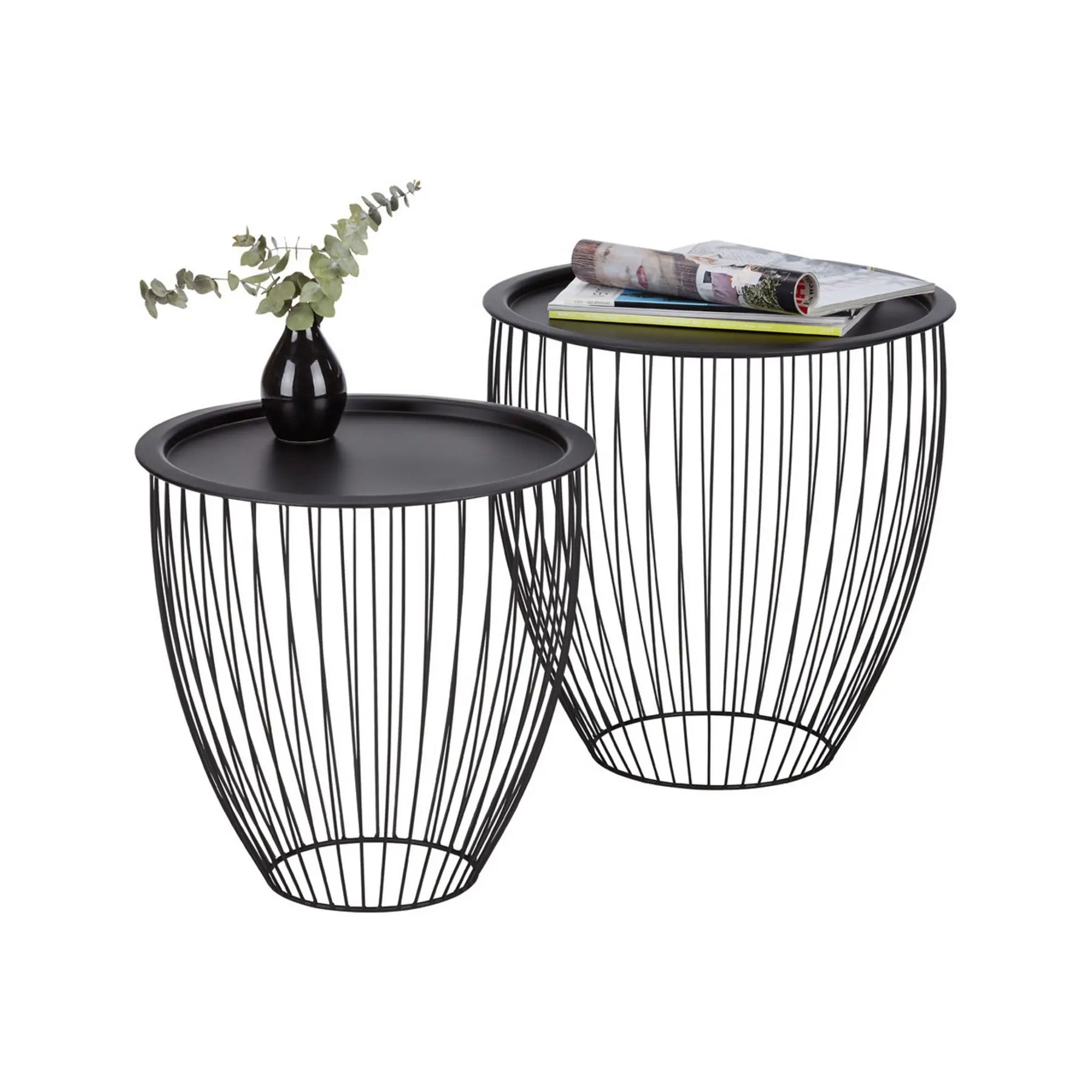 Set 2 masute cafea NELE, negru, metal