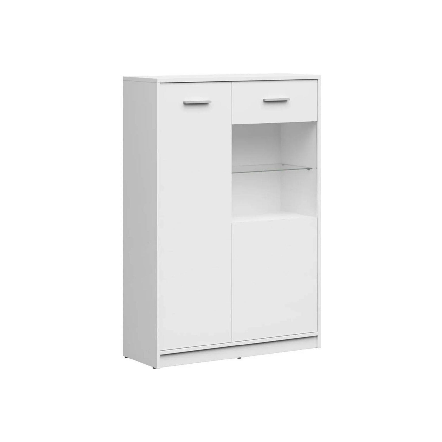 Vitrina NEPO PLUS, alb, PAL laminat/sticla, 90x34x132 cm