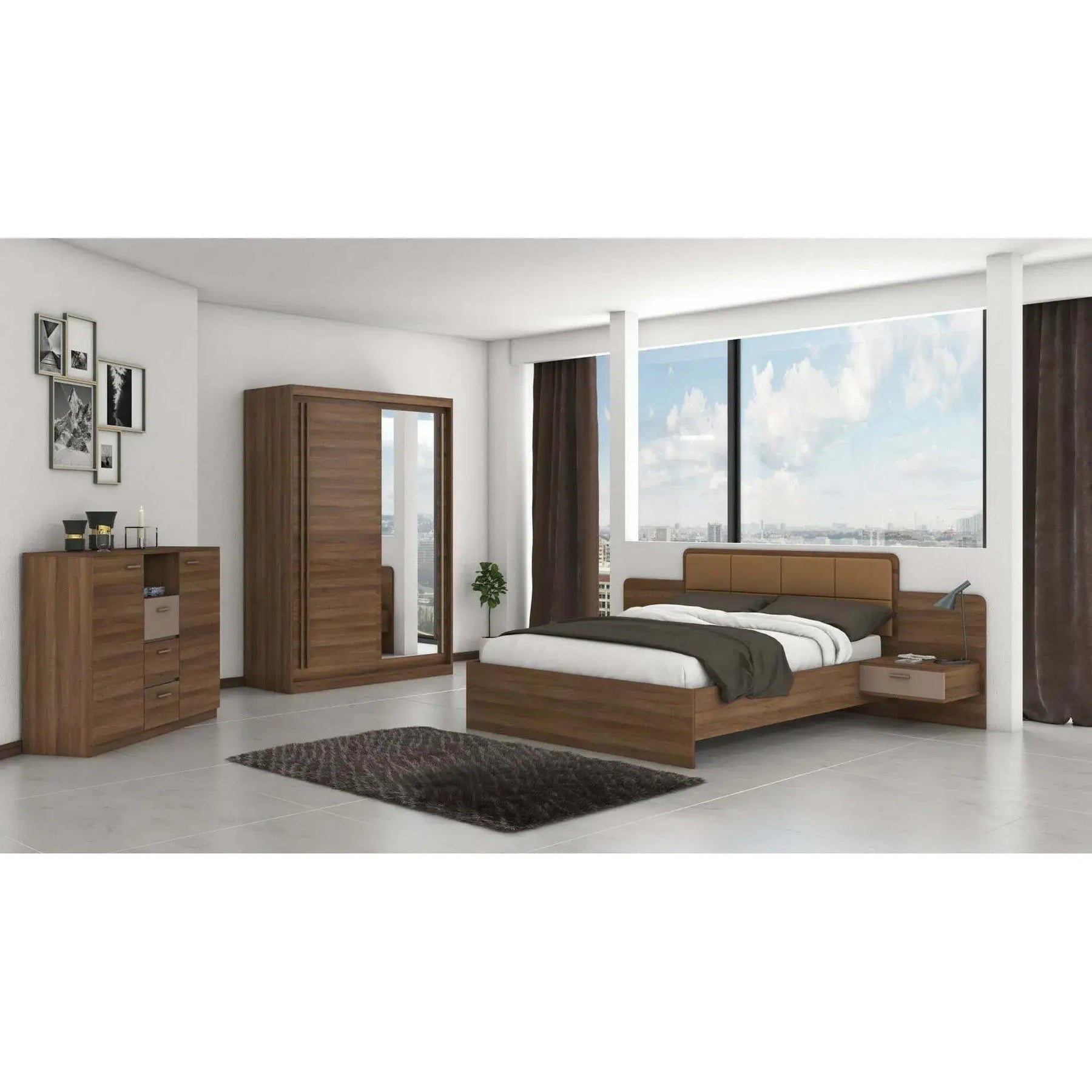 Dulap EFFECT, stejar columbia, PAL melaminat, cu 2 usi, 175x59x215 cm