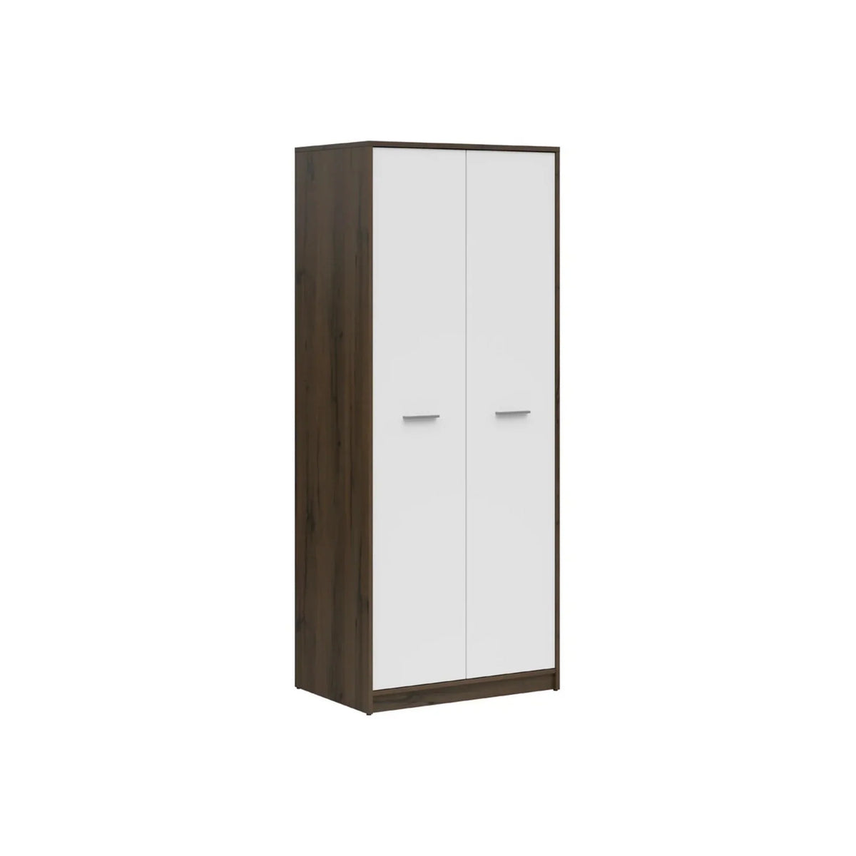 Dulap NEPO PLUS, alb/stejar, PAL laminat, cu 2 usi, 80x55x197 cm