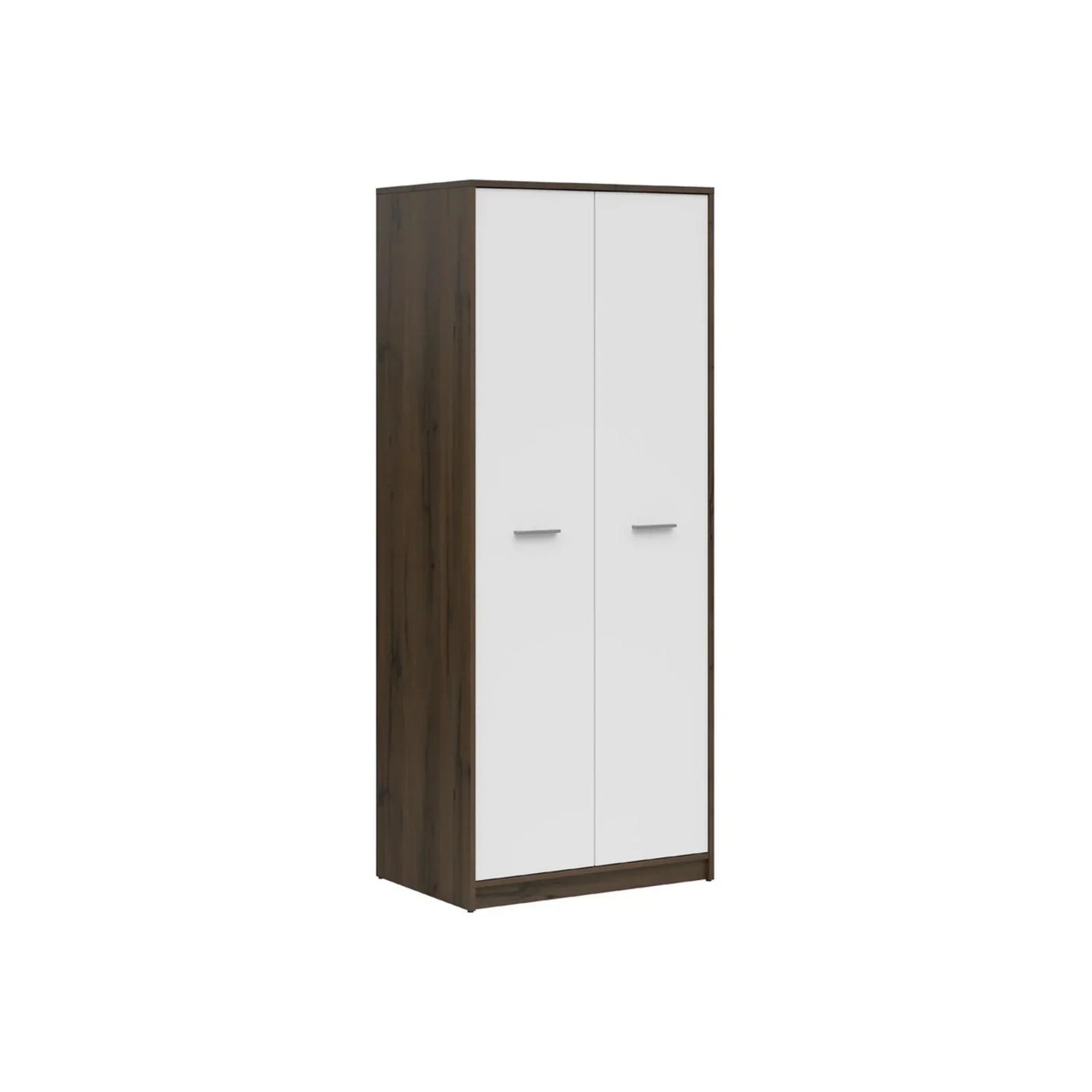 Dulap NEPO PLUS, alb/stejar, PAL laminat, cu 2 usi, 80x55x197 cm