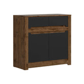 Comoda RUSO, stejar/negru mat, PAL laminat, 104x46x99 cm