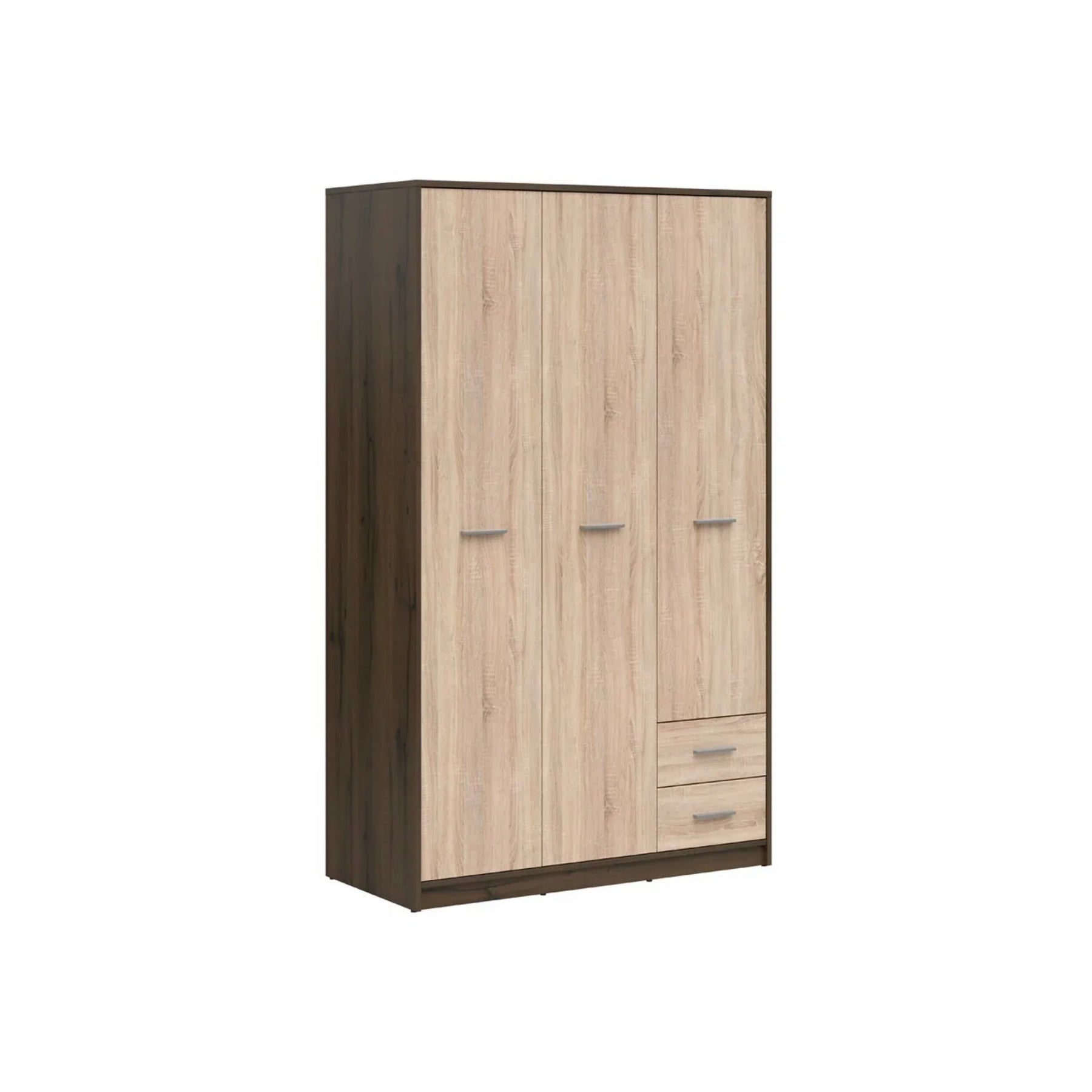 Dulap NEPO PLUS, stejar nobil/stejar sonoma, PAL laminat, cu 3 usi si 2 sertare, 119x55x197 cm