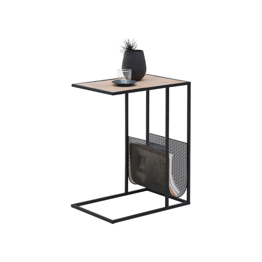 Masuta laterala ALEA, stejar/negru, lemn/metal, 49x33x61 cm