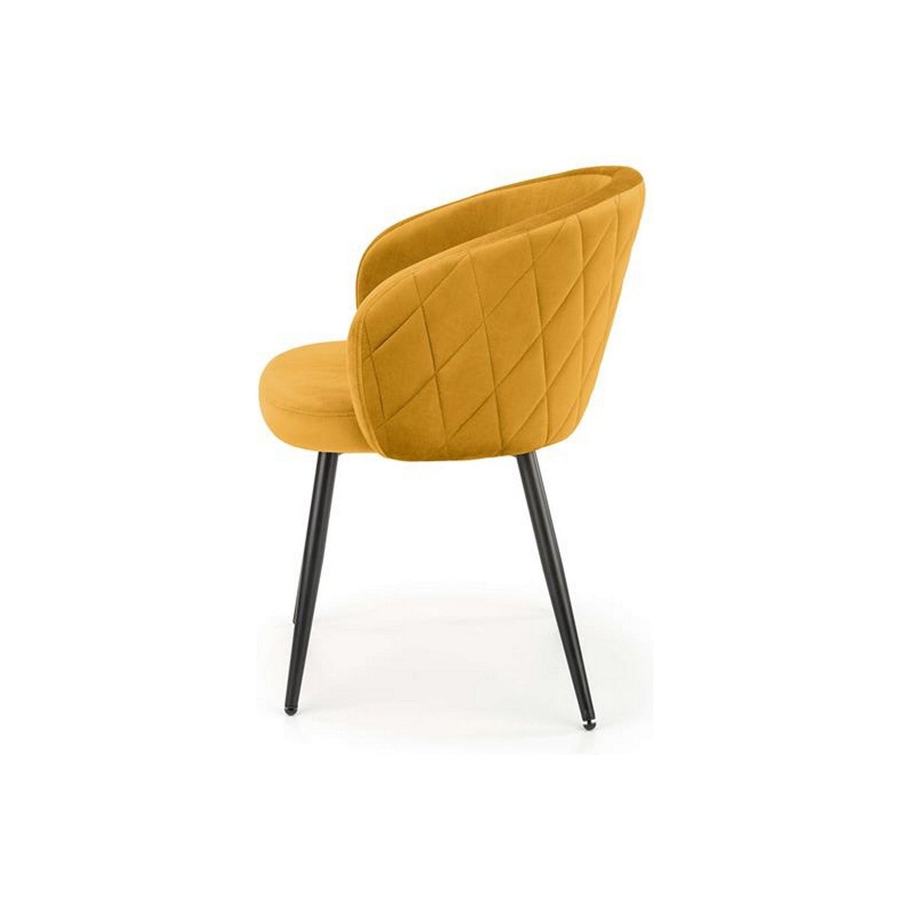 Scaun tapitat K430, galben, stofa catifelata, 61x54x77 cm