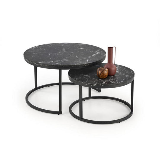 Set 2 masute JAVA, negru, 79x47/59x37 cm