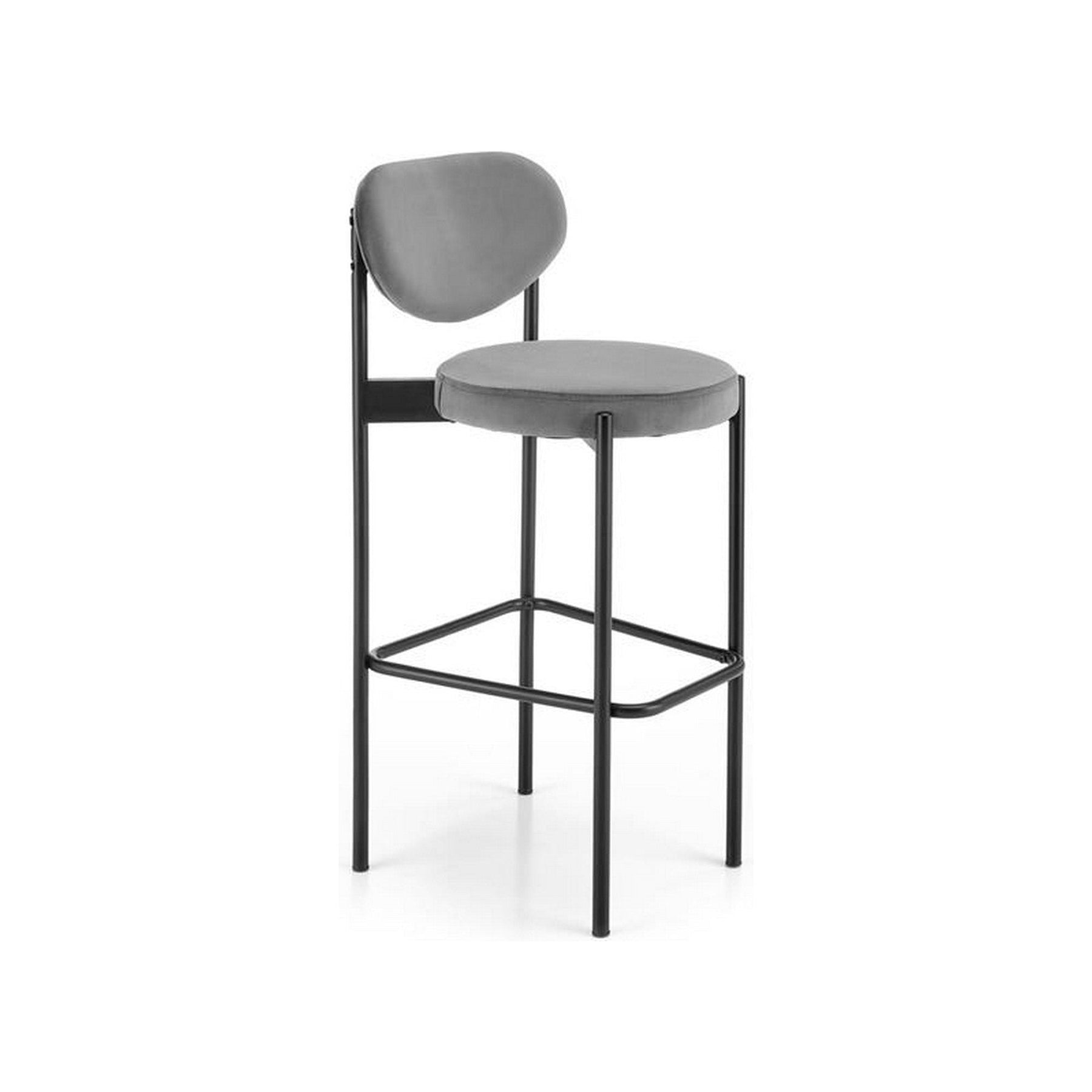 Scaun de bar H108, gri/negru, stofa catifelata, 42x48x92 cm