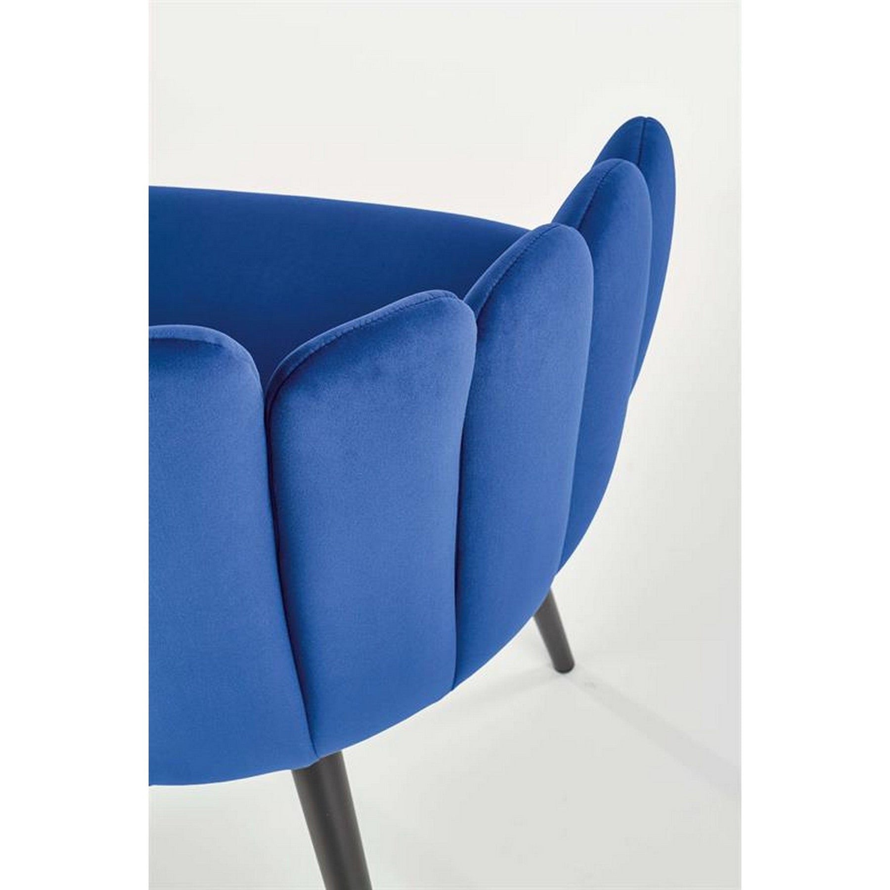 Scaun tapitat K410, albastru, stofa catifelata, 65x62x85 cm