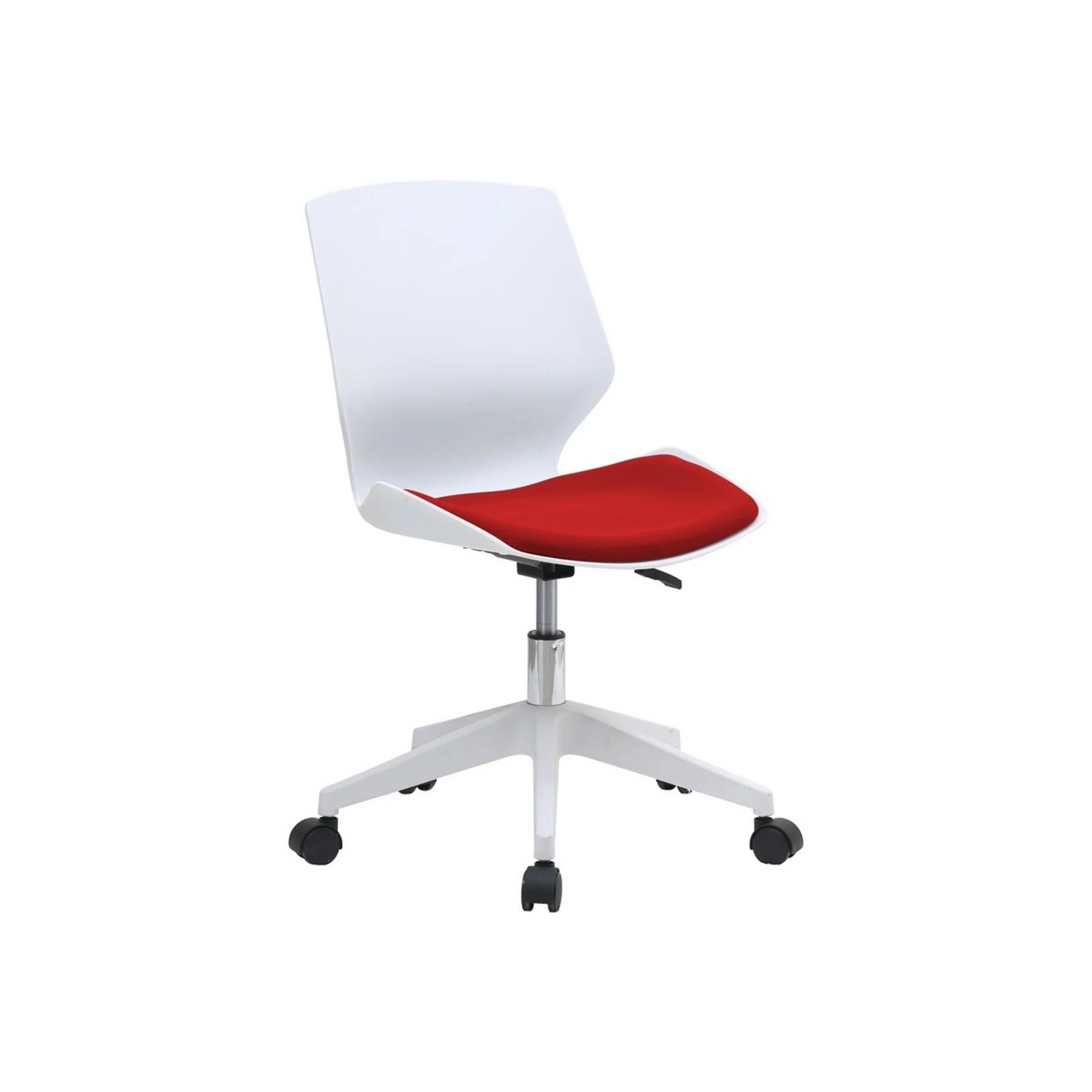 Scaun birou KILI, alb/rosu, stofa/plastic, 53x49x82/92 cm