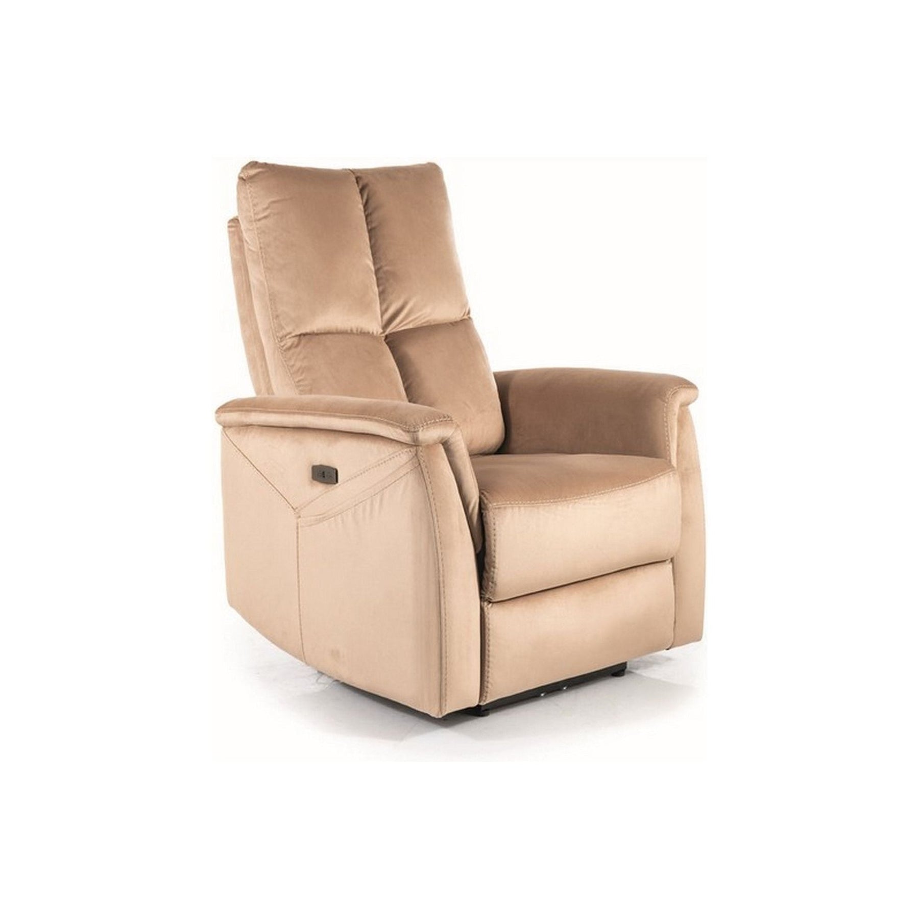 Fotoliu recliner NEPTUN M, stofa catifelata bej, functie masaj, 76x94x96 cm