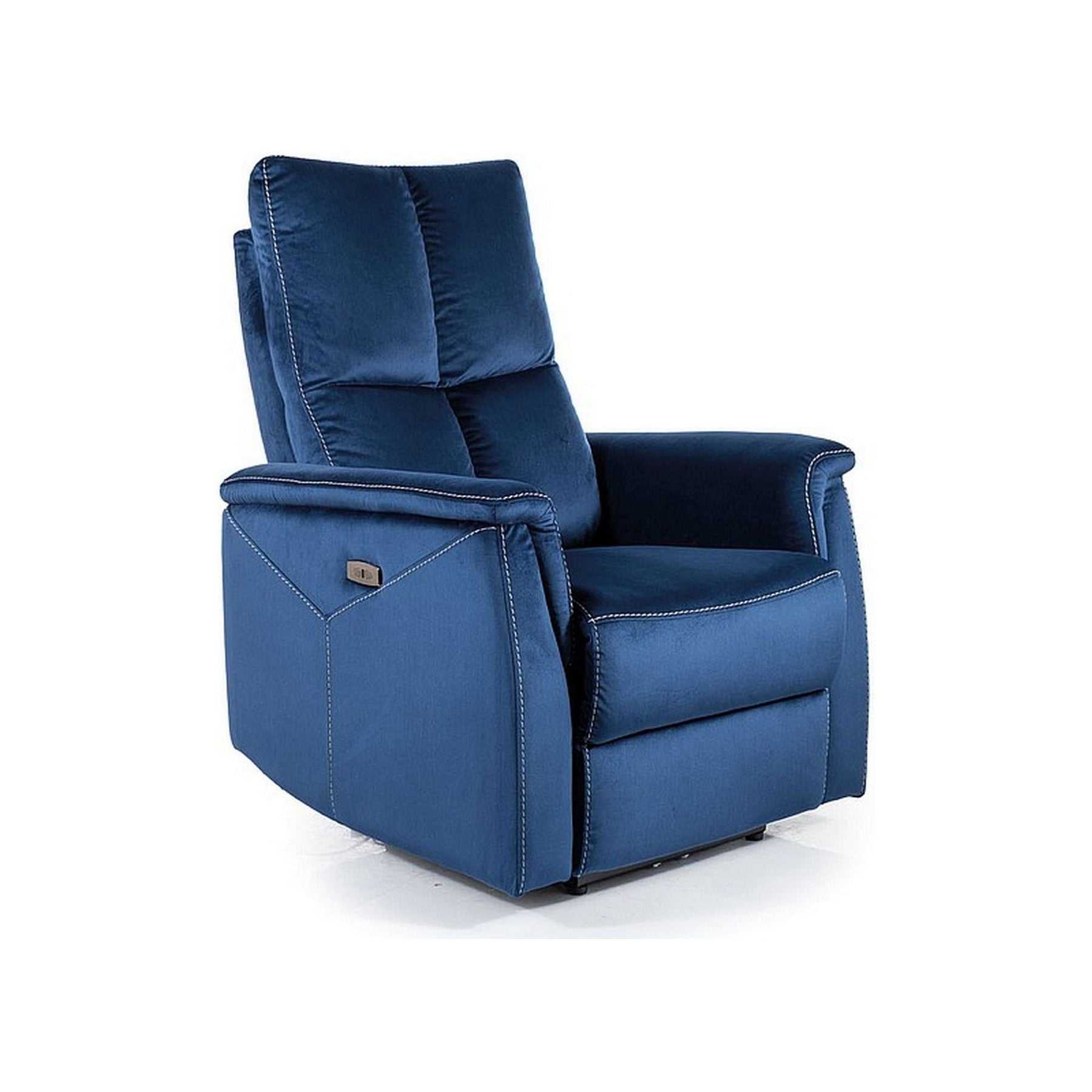 Fotoliu recliner NEPTUN, stofa catifelata albastru inchis, 76x94x96 cm