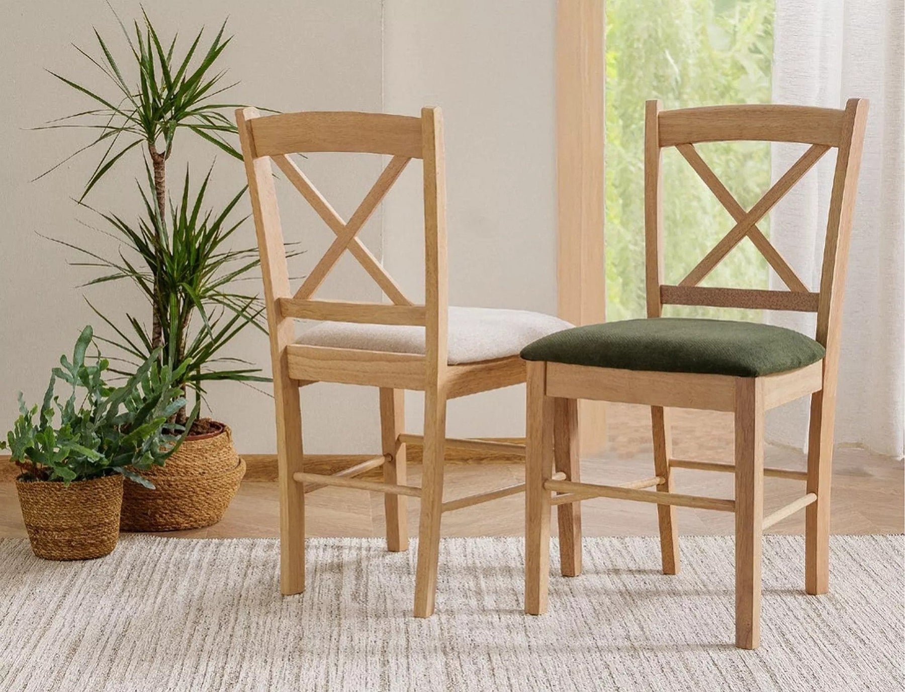 Scaun CD-56, bej deschis/stejar, stofa clasica/lemn, 43x45x85 cm
