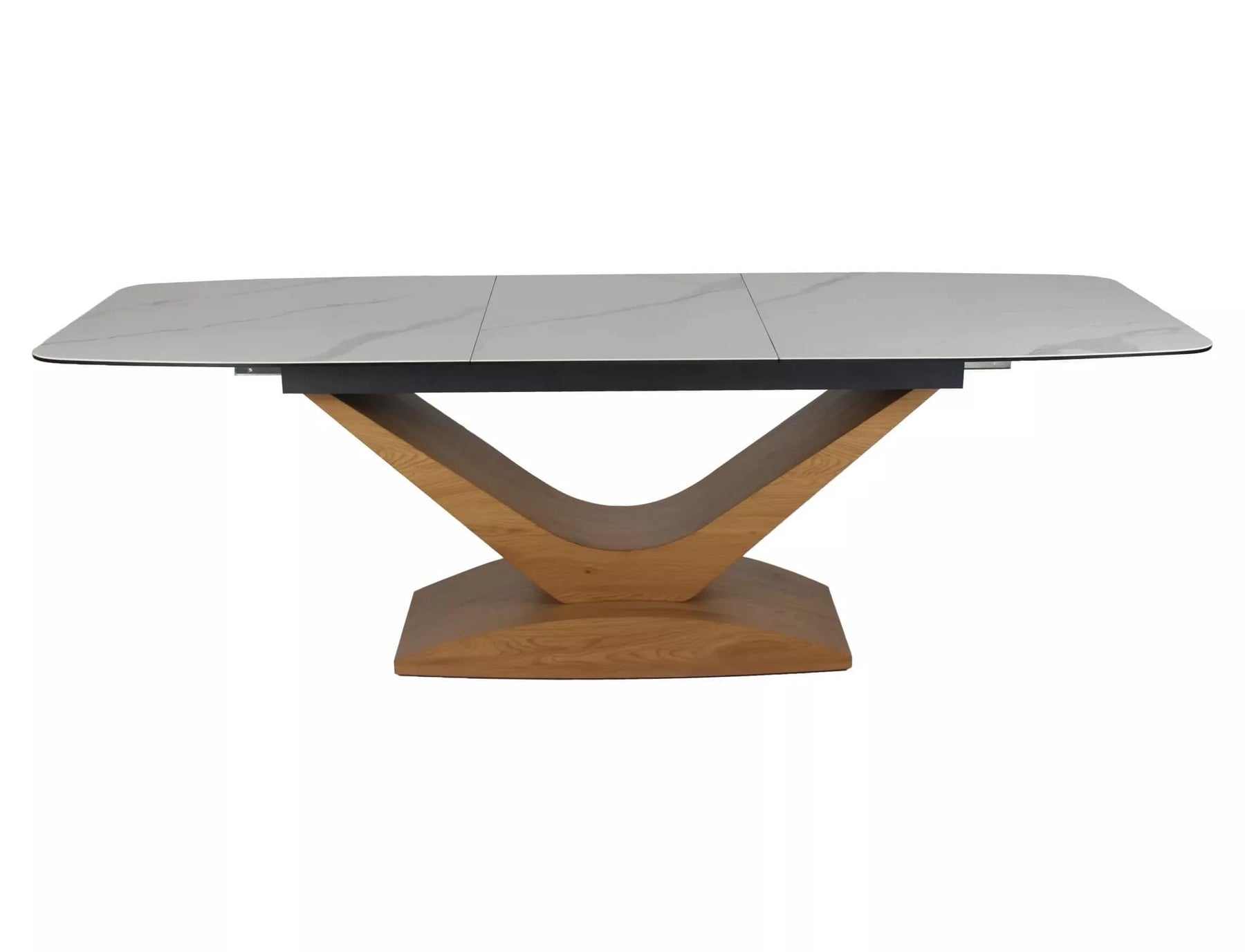 Masa extensibila DOLCE, alb cu efect de marmura/stejar, 180/240x95x76 cm