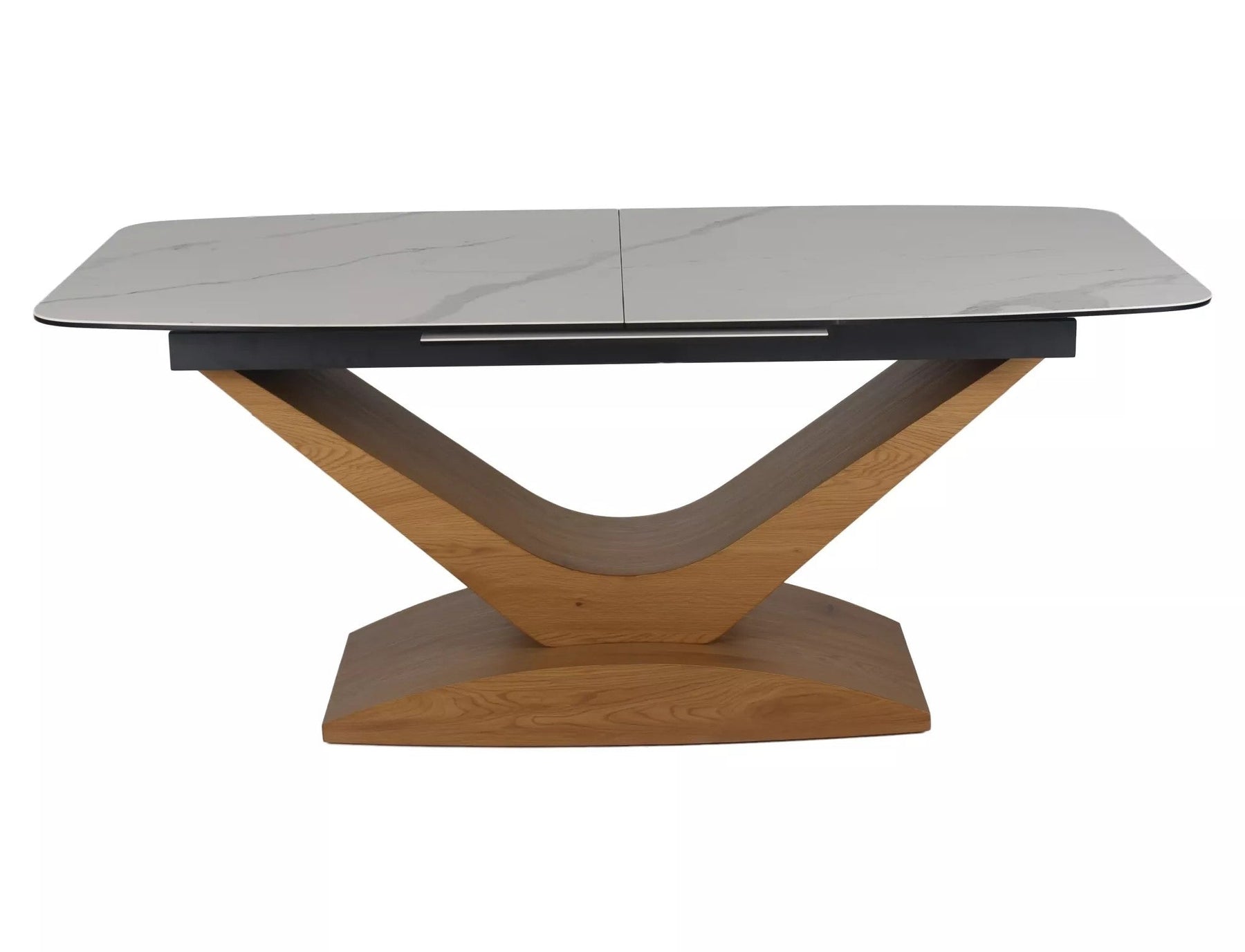 Masa extensibila DOLCE, alb cu efect de marmura/stejar, 180/240x95x76 cm