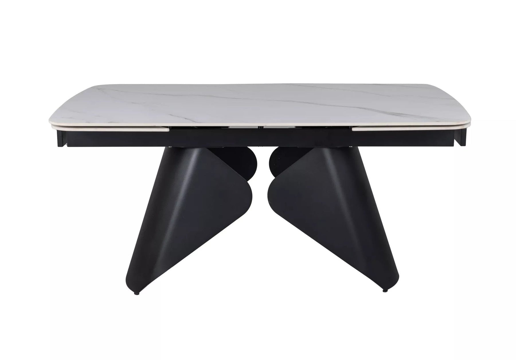 Masa extensibila ARMANDO, alb cu efect de marmura, ceramica/metal, 160/240x90x76 cm