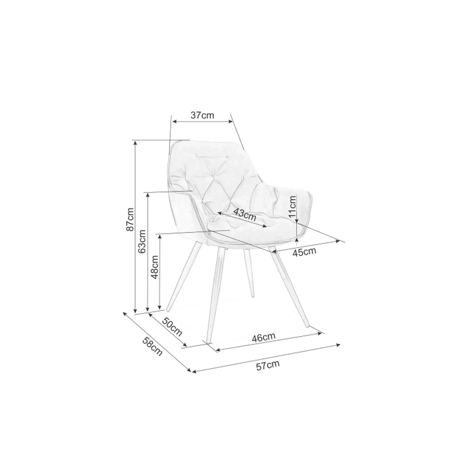Scaun CHERRY, gri, 57x58x87 cm