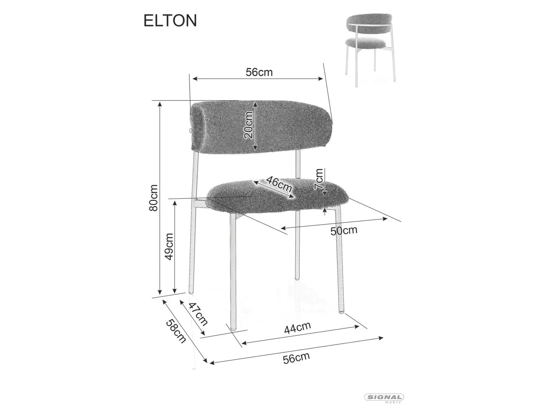 Scaun ELTON, bej deschis - Brego 22/casmir, stofa clasica/metal, 56x46x80 cm