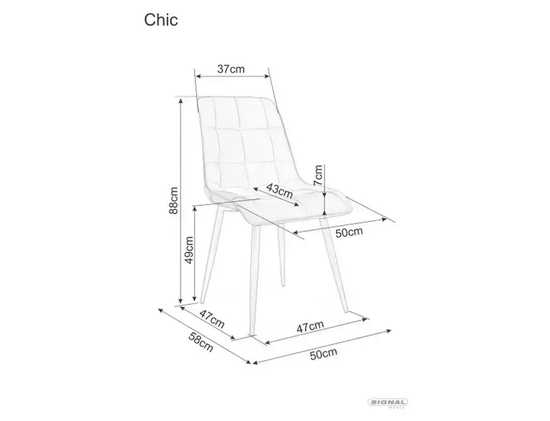 Scaun CHIC, bej deschis - Brego 22, stofa clasica/metal, 50x43x88 cm