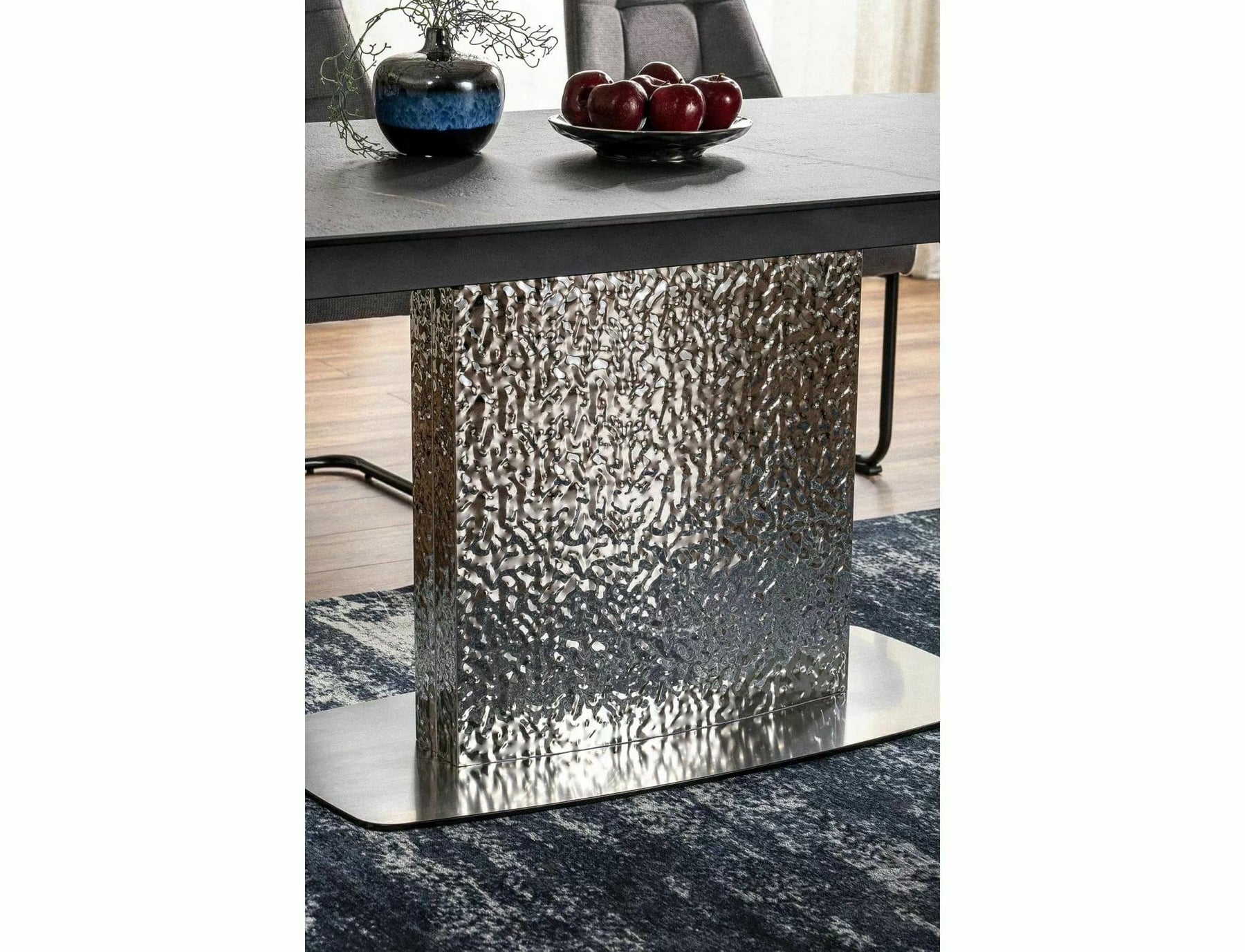 Masa extensibila MONCLER, verde/crom, sticla/ceramica/metal, 160/240x90x76 cm