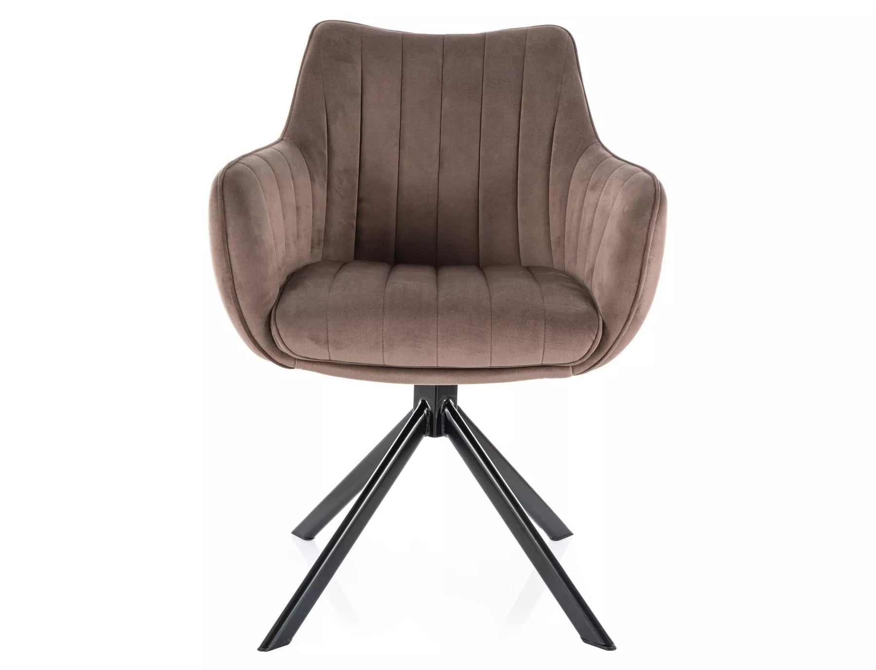 Scaun rotativ AZALIA, cappuccino/negru, stofa catifelata/metal, 61x44x86 cm