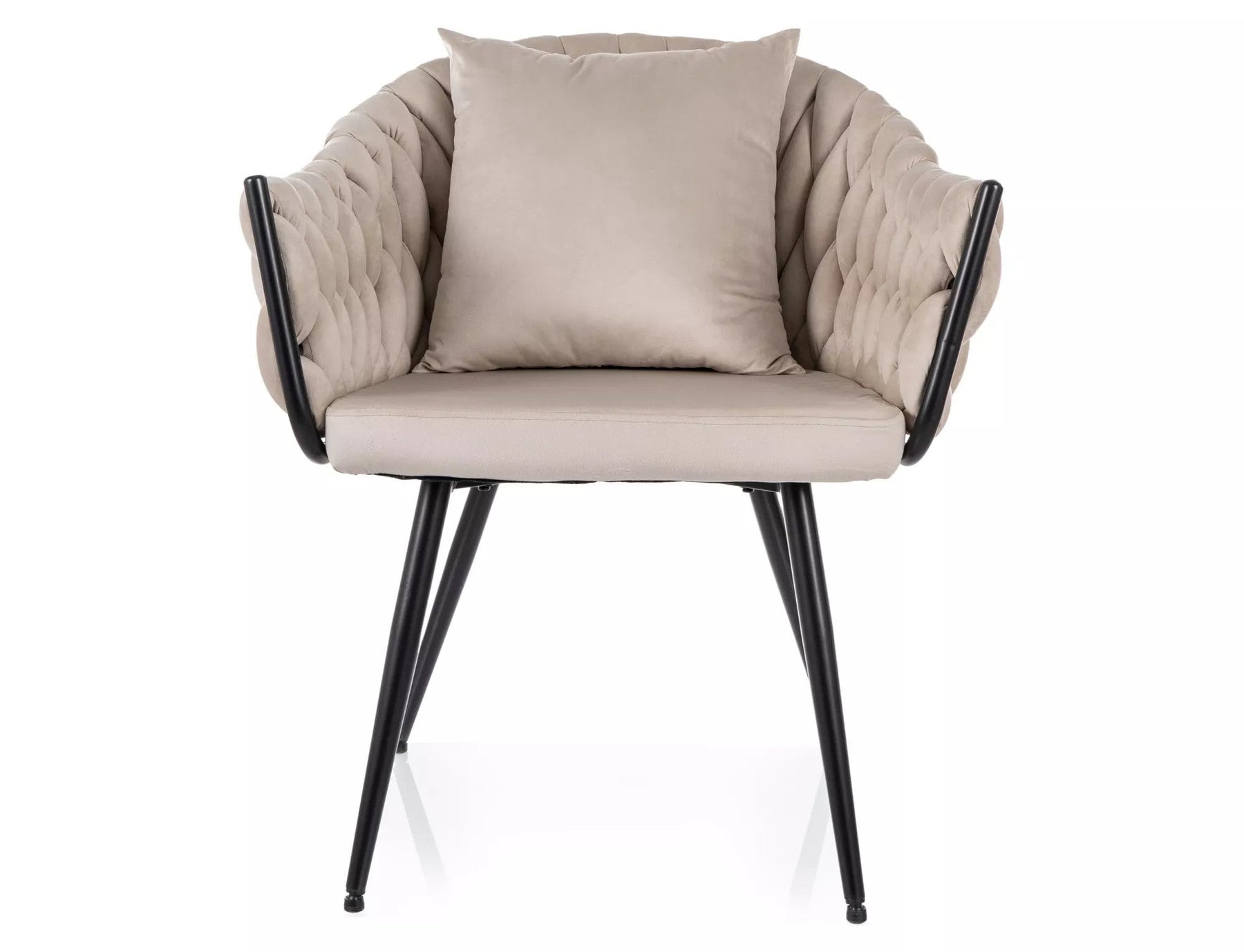 Scaun NUVO, bej deschis - Bluvel 30, stofa catifelata/metal, 62x47x86 cm