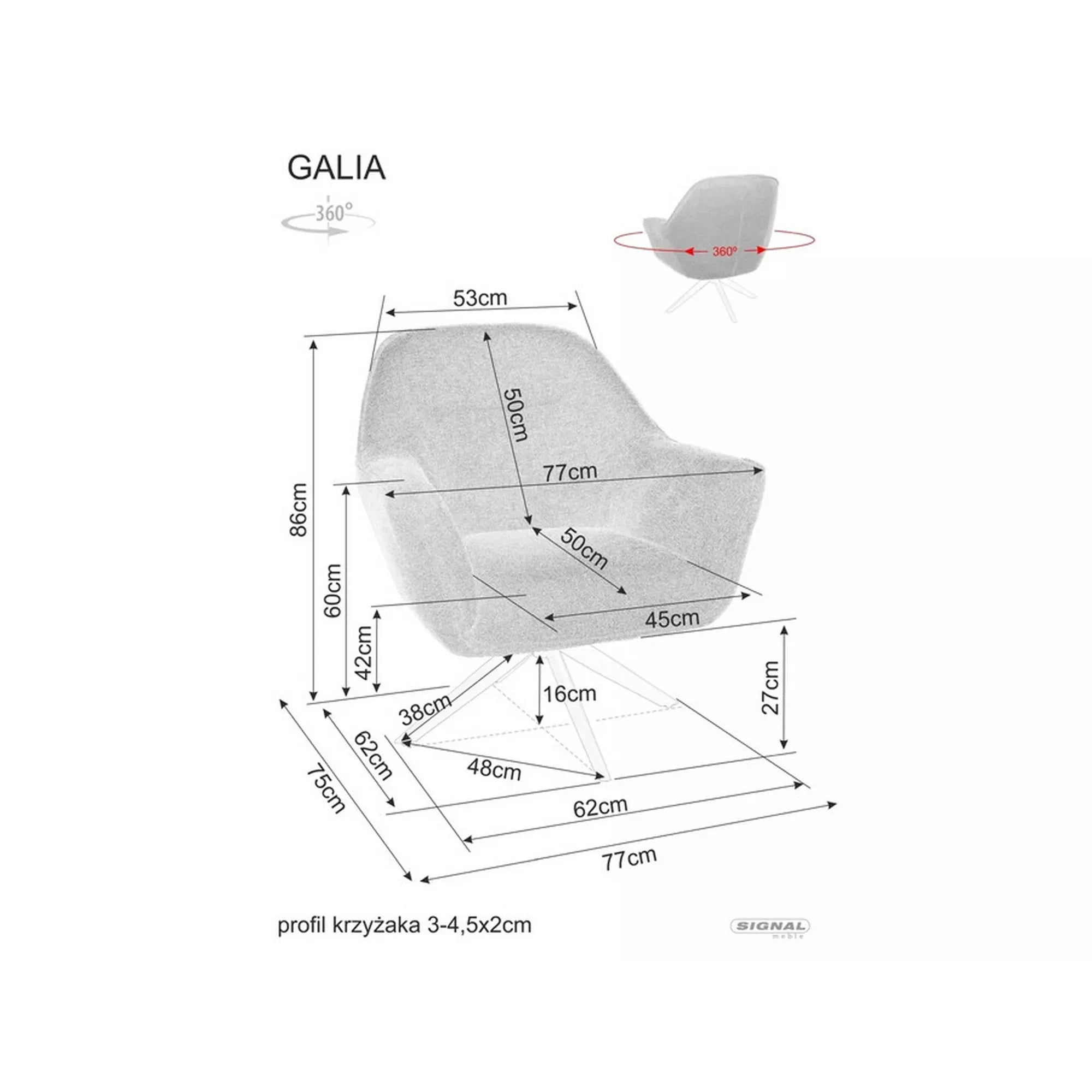 Fotoliu DETROIT OCN-39639, gri