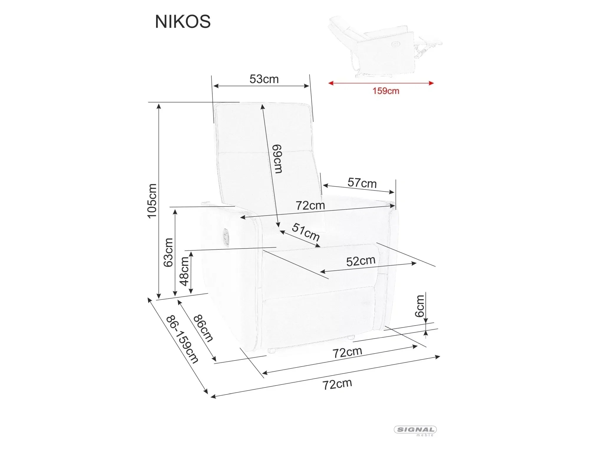 Fotoliu recliner DETROIT OCN-39747, gri inchis