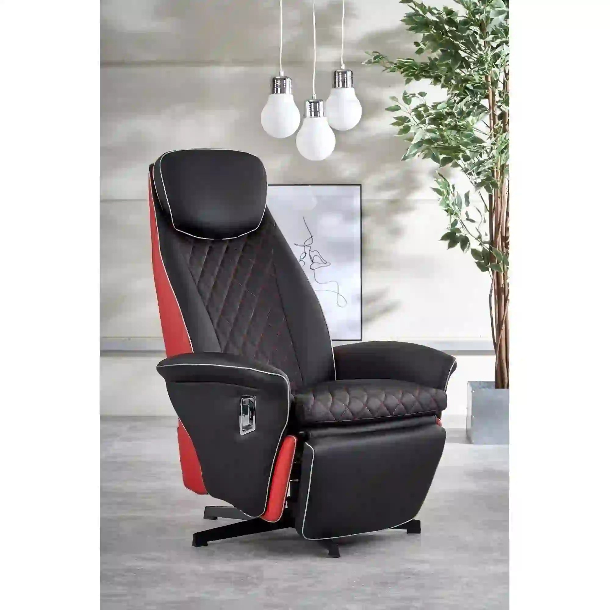 Fotoliu recliner HOUSTON OCN-37678, negru/rosu