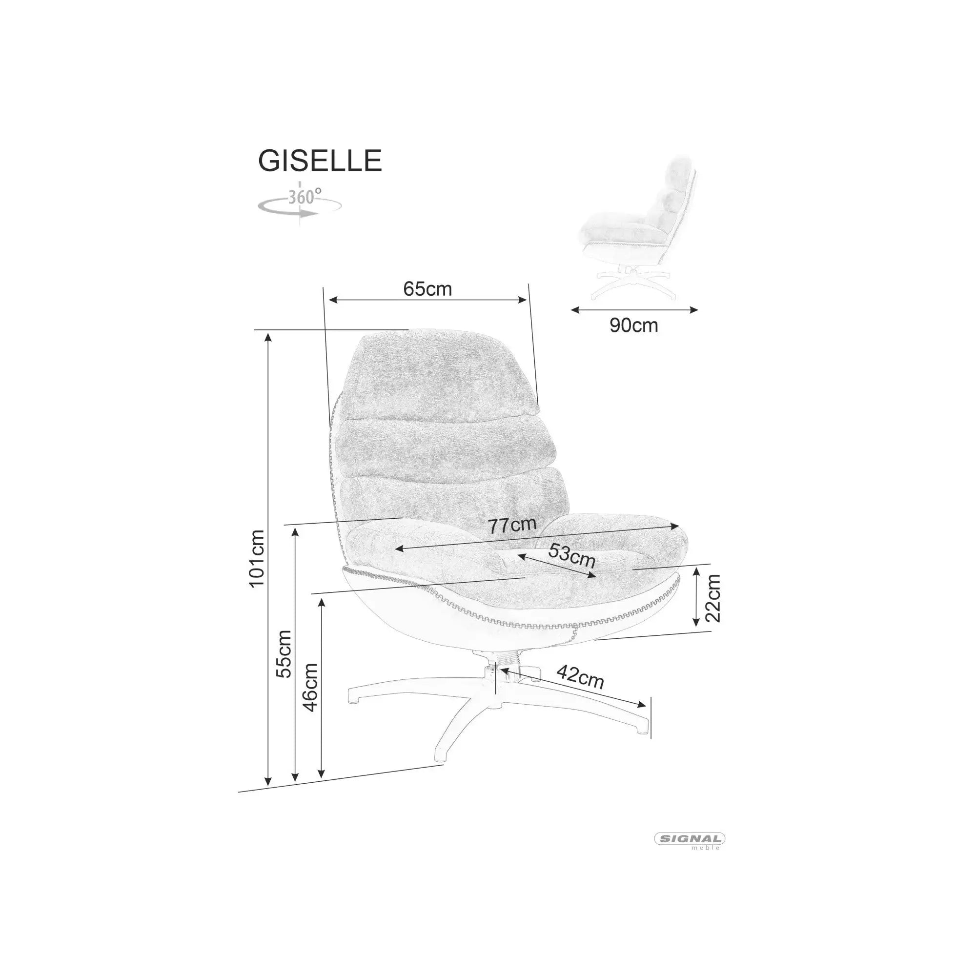 Fotoliu rotativ DETROIT OCN-39653, negru