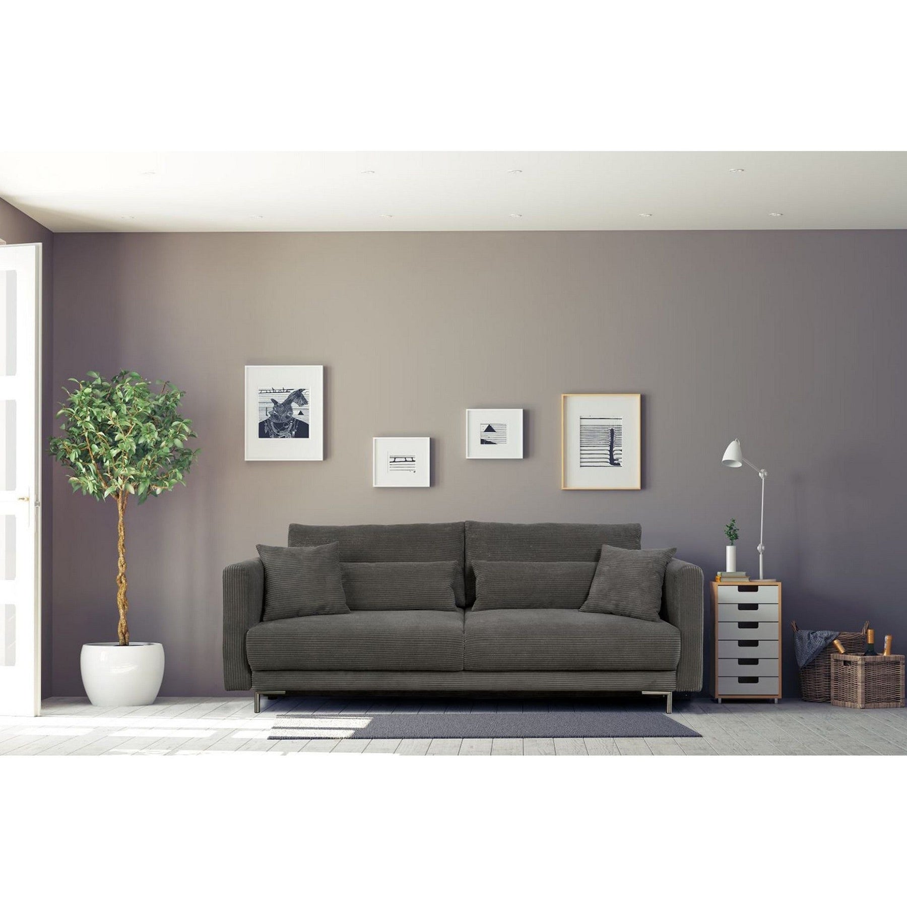 Canapea extensibila RICO, stofa catifelata verde Monolith 37, lada de depozitare, functie de dormit, 224x114x91 cm