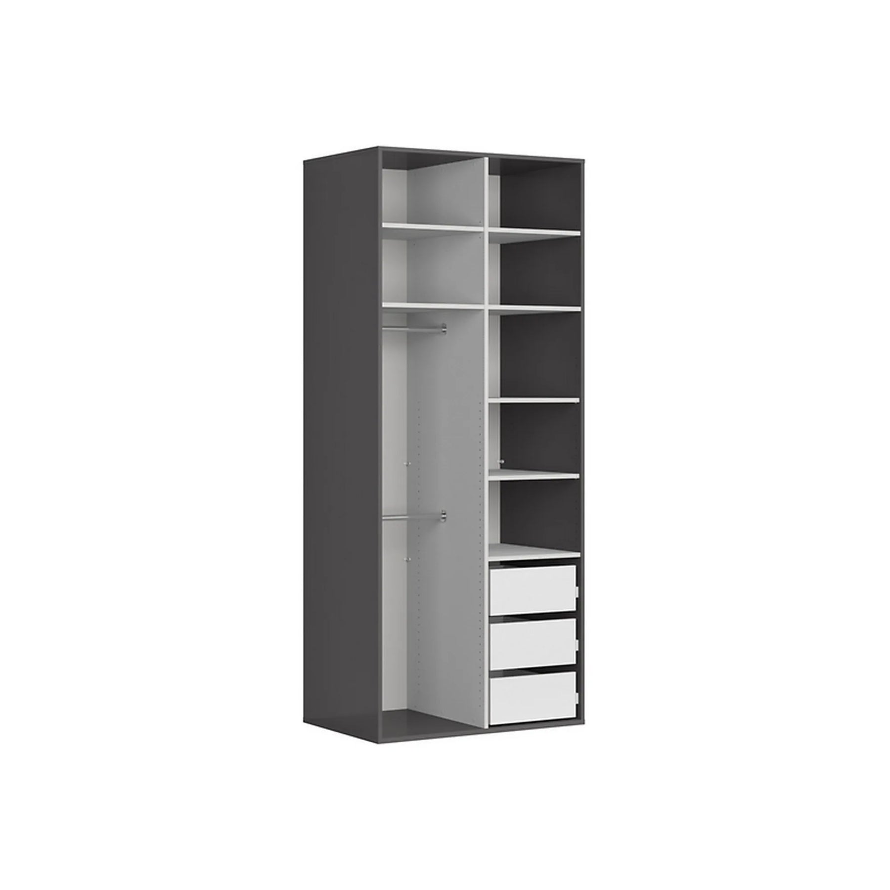 Dulap FLEX, gri grafit, PAL, cu 2 usi, 100x66x240 cm