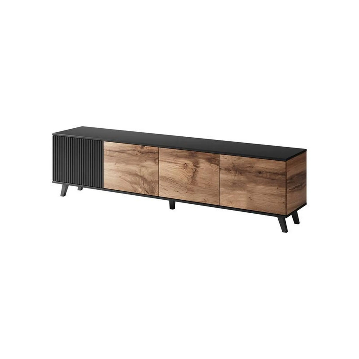 Comoda TV RANDOM, stejar wotan/negru, PAL furniruit, 200x40x52 cm