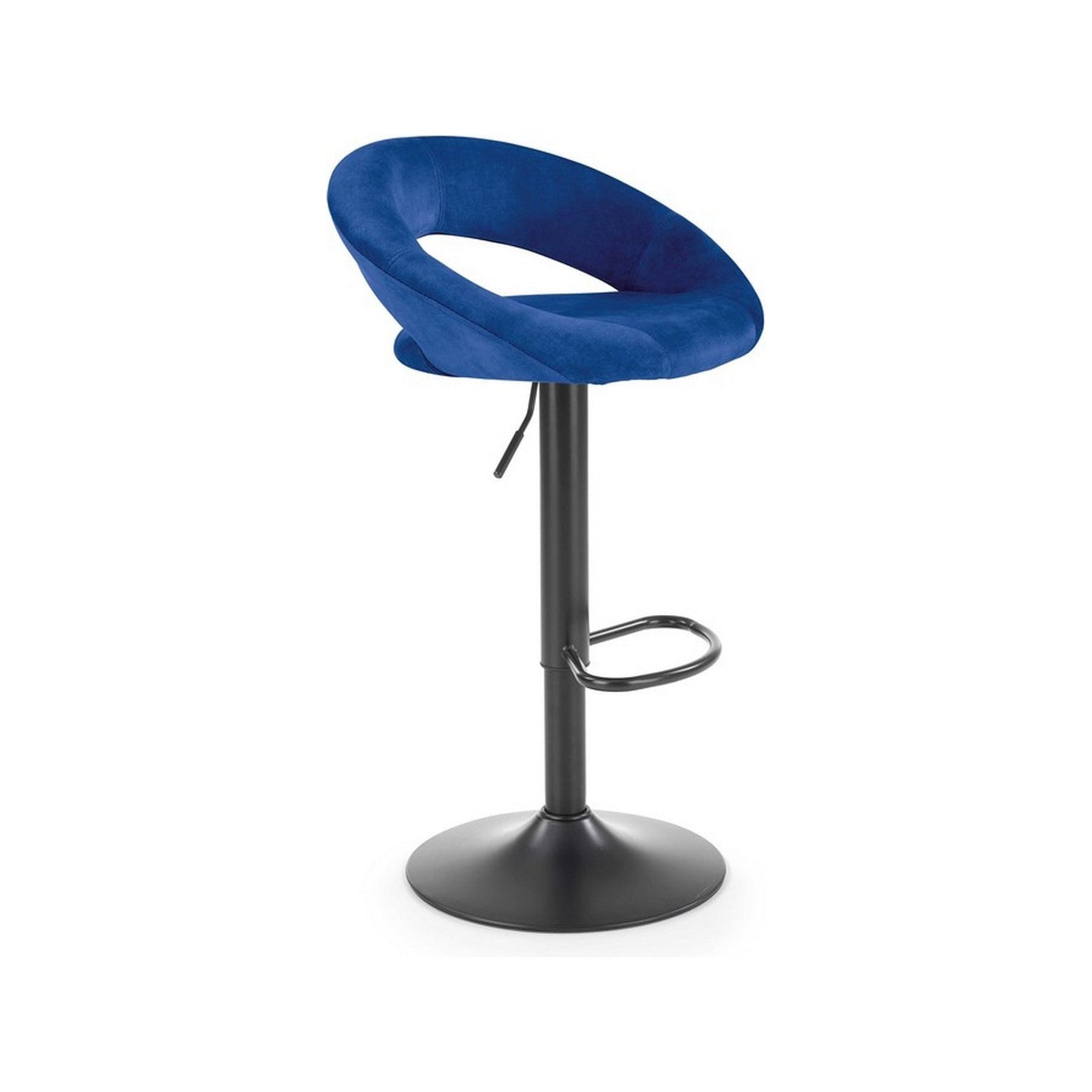 Scaun bar H102, albastru, stofa catifelata, 53x48x100 cm