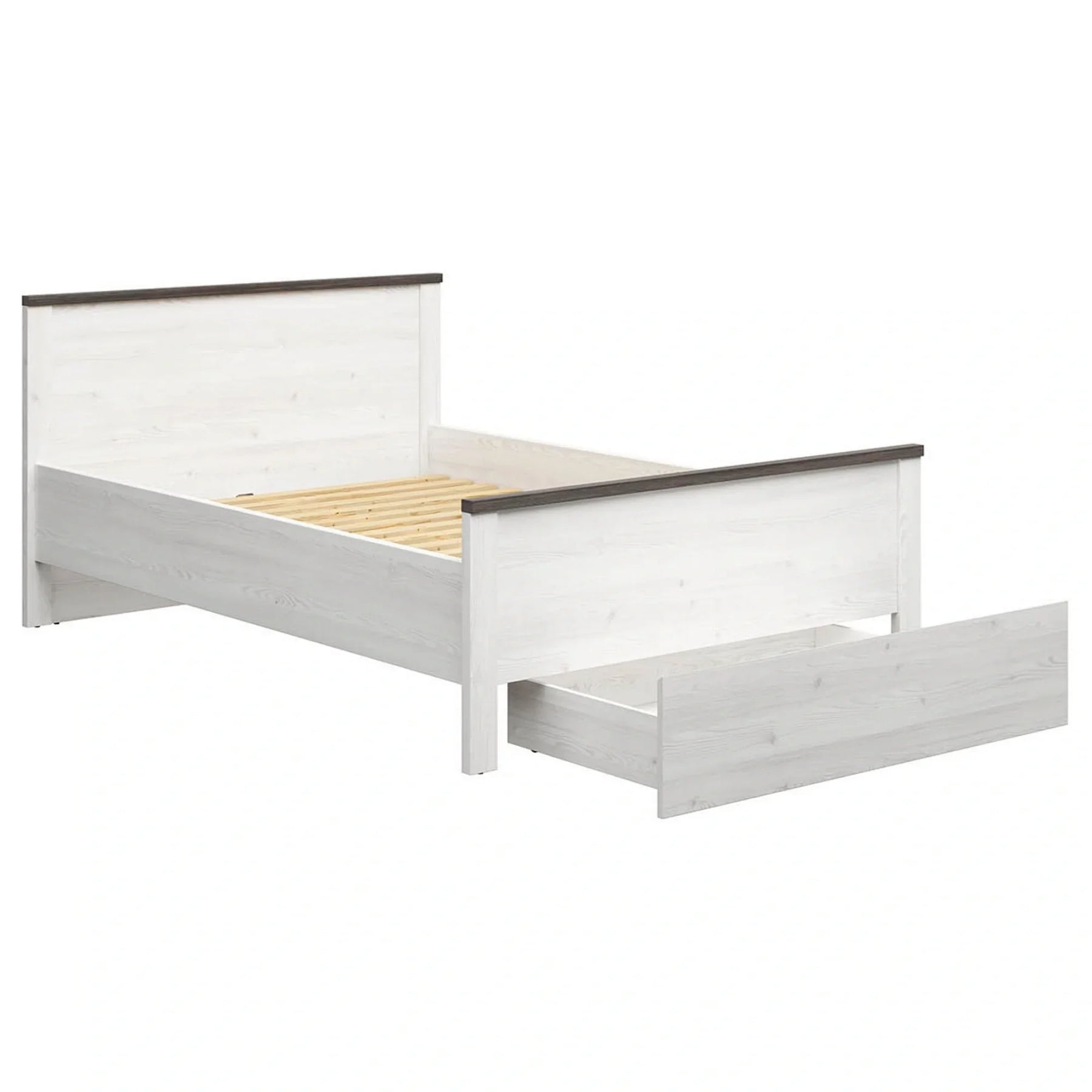 Cadru pat HESEN 140x200, alb/pin larico, PAL