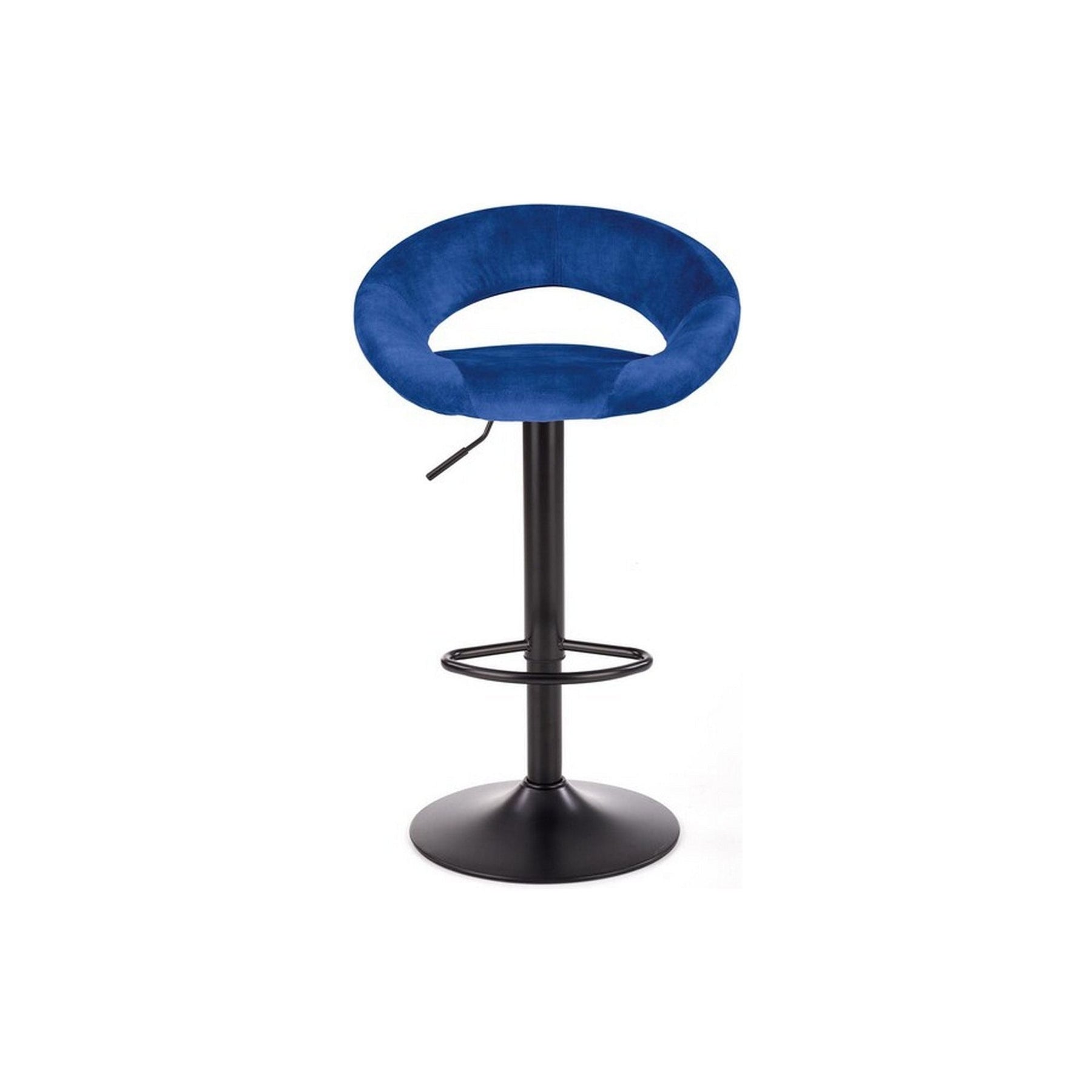 Scaun bar H102, albastru, stofa catifelata, 53x48x100 cm