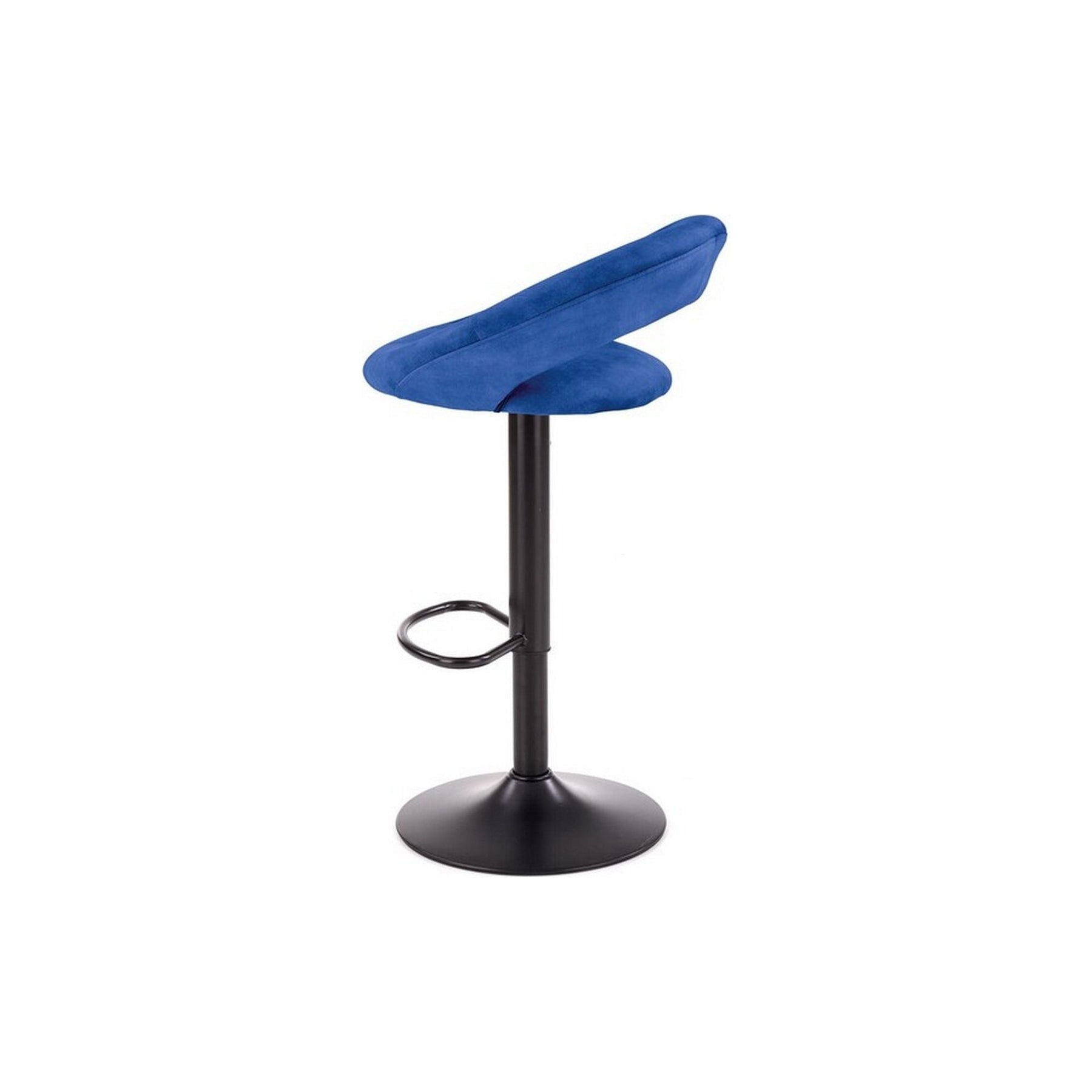 Scaun bar H102, albastru, stofa catifelata, 53x48x100 cm
