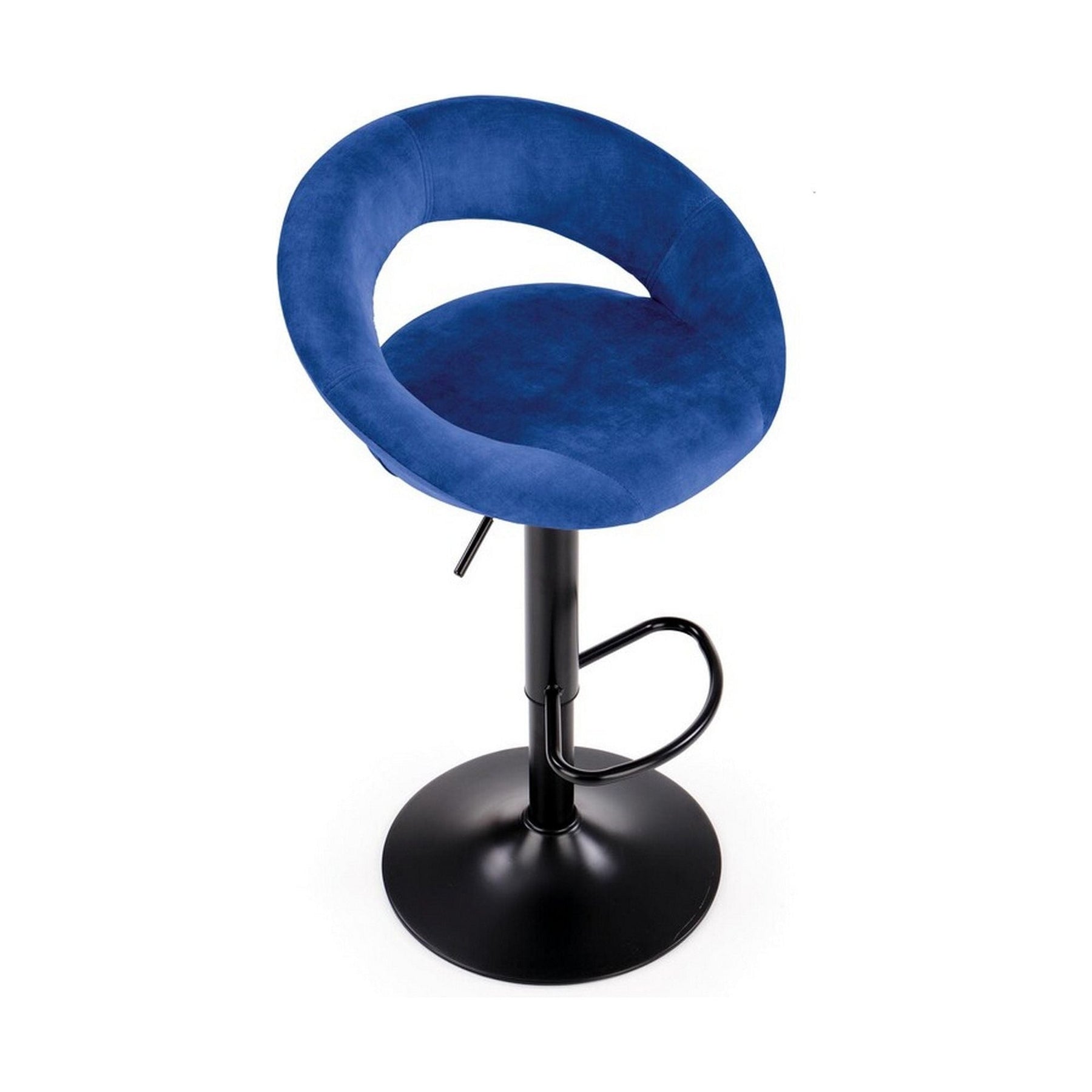 Scaun bar H102, albastru, stofa catifelata, 53x48x100 cm