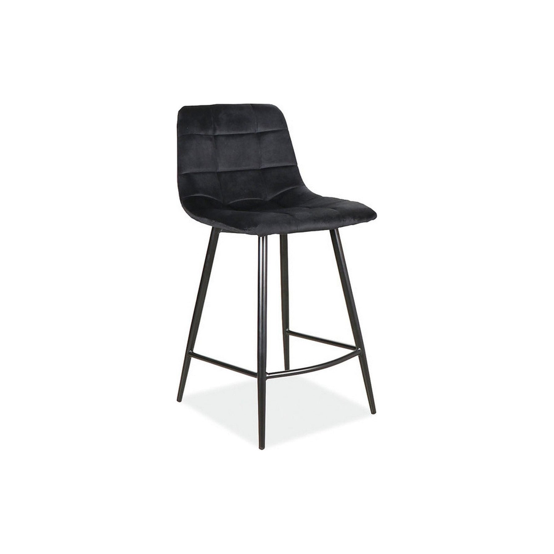 Scaun bar MILA H-2, stofa catifelata neagra/negru, 43x40x87 cm