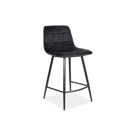 Scaun bar MILA H-2, stofa catifelata neagra/negru, 43x40x87 cm