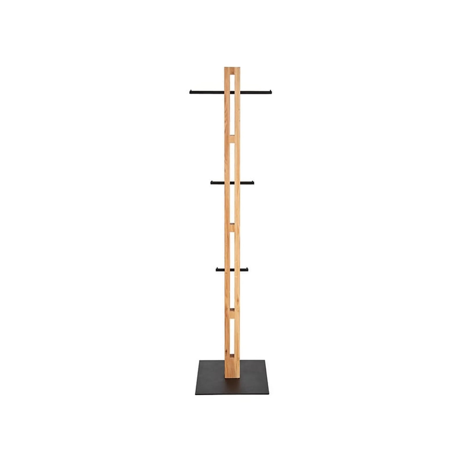 Cuier pom HALBERT, stejar/negru, lemn/metal, 45x40x175 cm