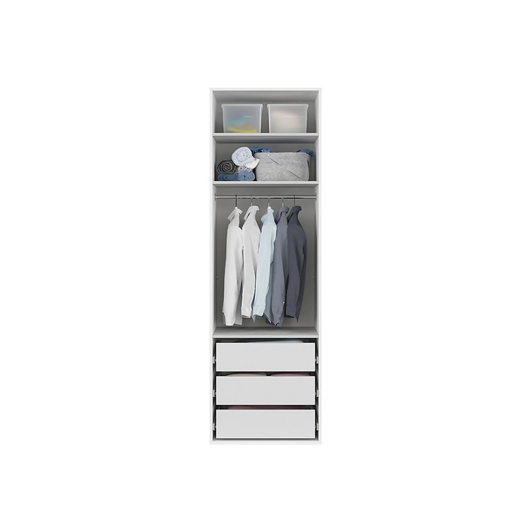 Dulap FLEX, alb, PAL, cu 2 usi si oglinda, 75x66x240 cm